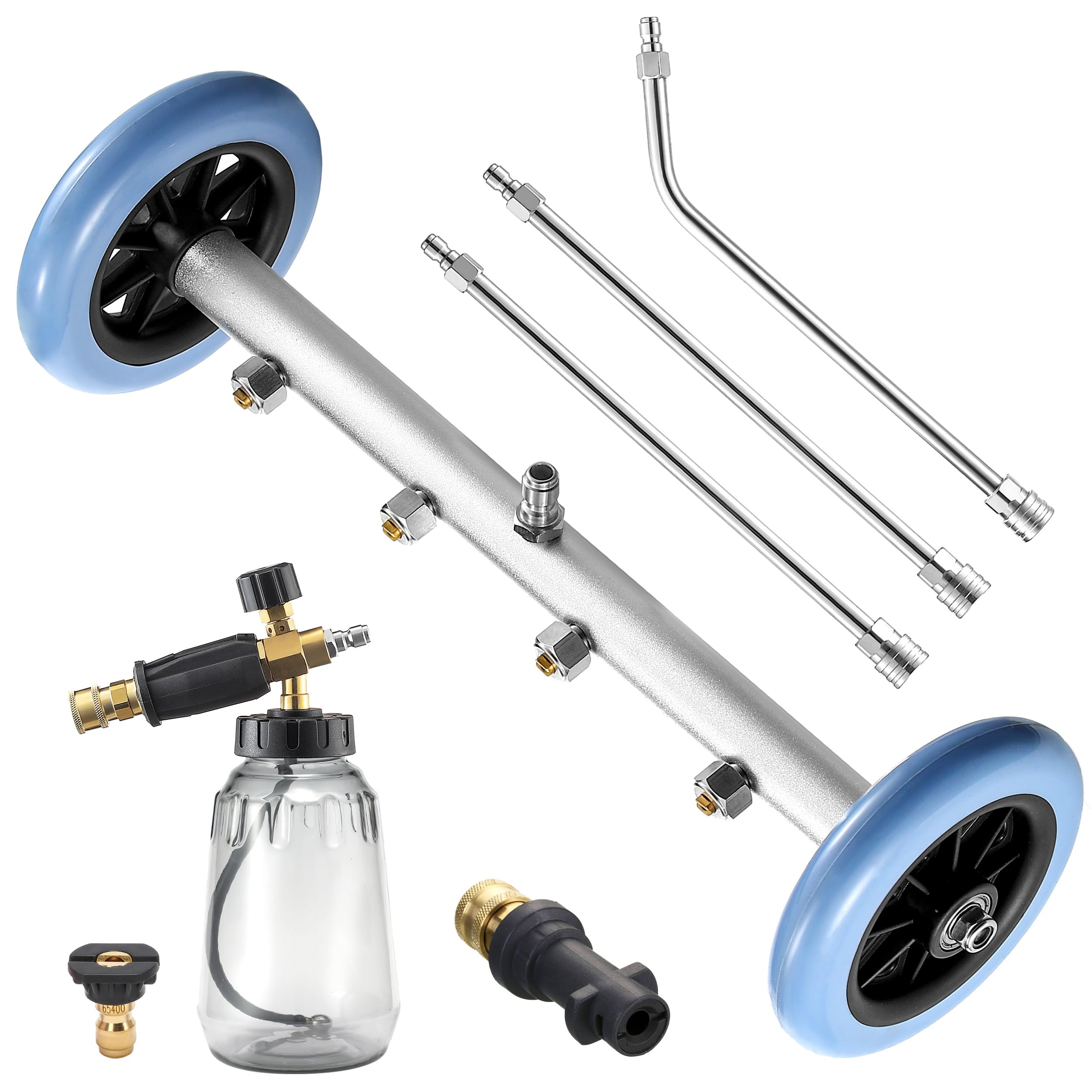 M MINGLE Nettoyeur Sous Voiture 40cm avec Canon à Mousse, pour KarcherK2-K7 | Nettoyeur Dessous de Caisse pour Nettoyeur Haute Pression, Rallonges de Lance et Adaptateur, Raccord Rapide 1/4", 280 bar