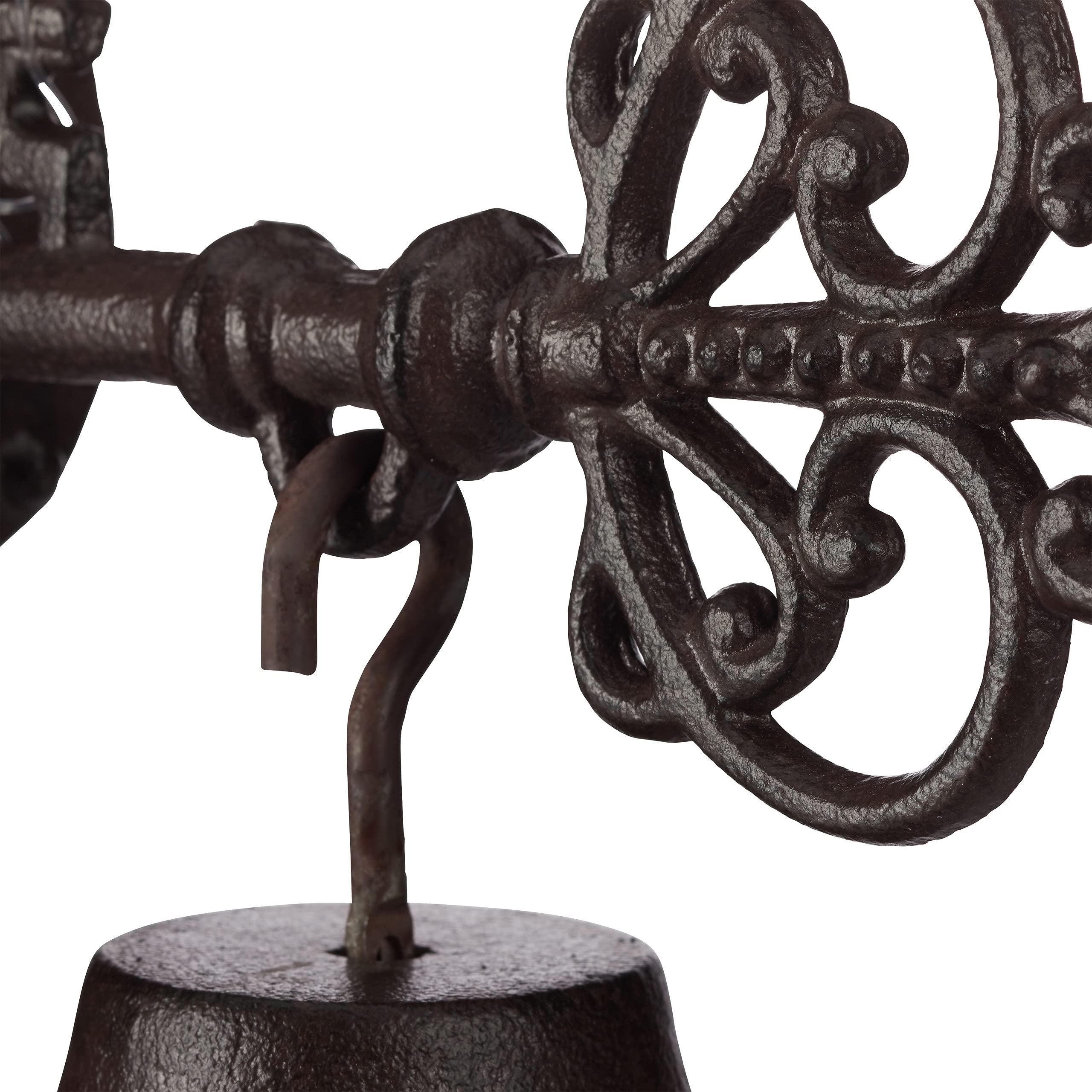 Relaxdays Cloche Porte Sonnette Fonte, Clé et Cadenas, Charme nostalgique, pour Maison et Jardin, Rustique, Brun Rouille, Marron