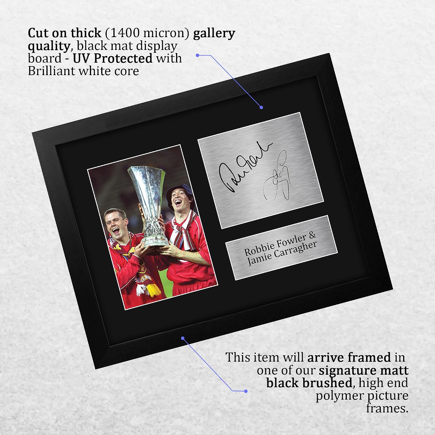 HWC Trading Robbie Fowler Jamie Carragher Liverpool Gifts Printed Signed Autograph Picture for Soccer Fans and Supporters - US Letter Framed (ID-007872)