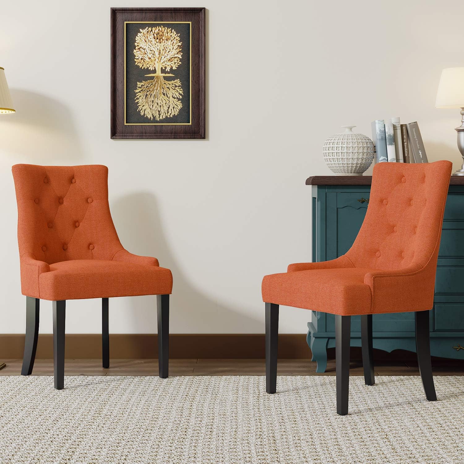 Buy Justroomy Dining Chairs Elegant Button Tufted Fabric Upholstered Side Chair For Home Kitchen Living Room