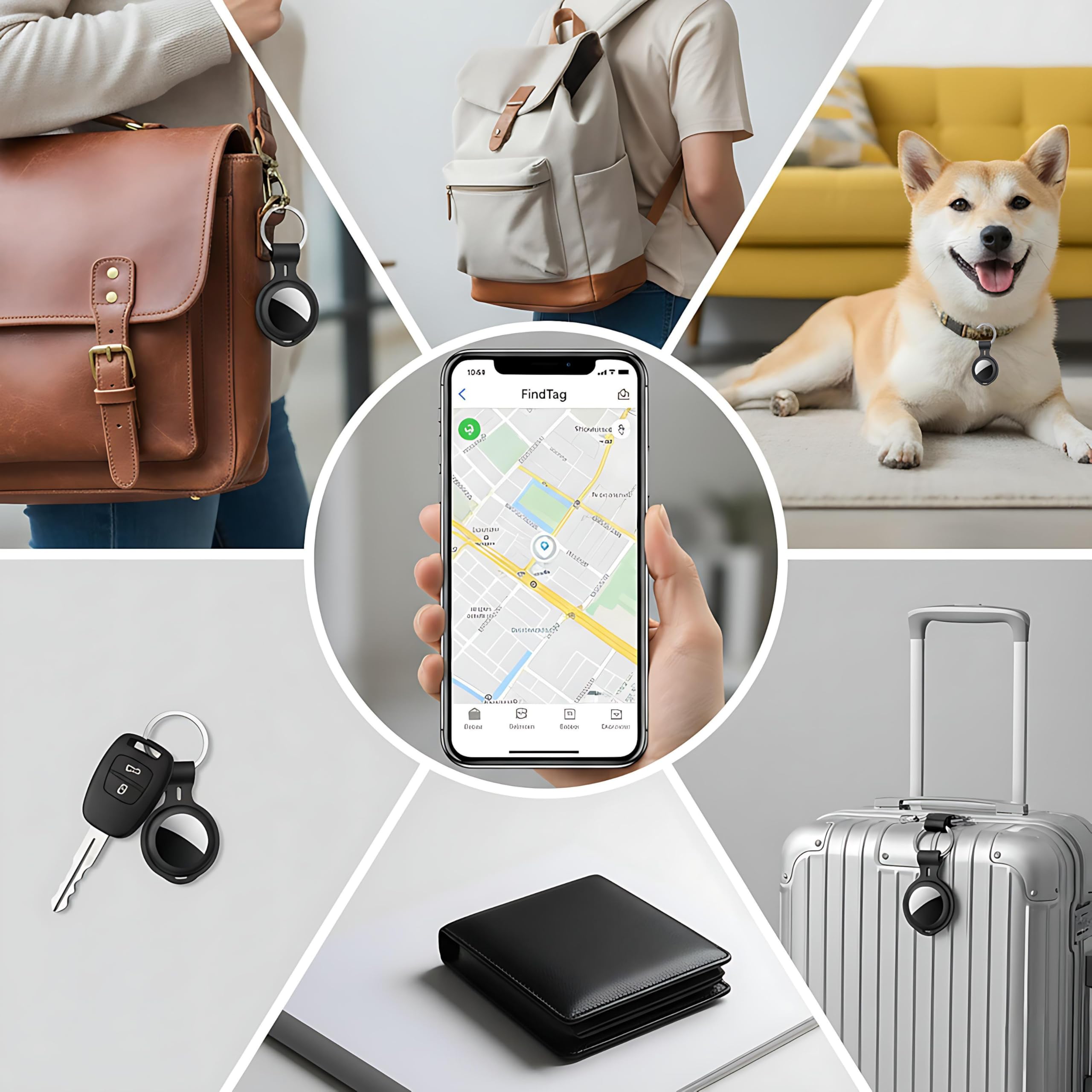 4er Pack Air Tracker Smart Tag Schlüsselfinder [Apple MFi-zertifiziert] Kompatibel mit Apple Wo ist Bluetooth wasserdicht Schlüssel Geldbörse Koffer Gepäck Haustier ohne Abo weltweite Ortung (Nur iOS)