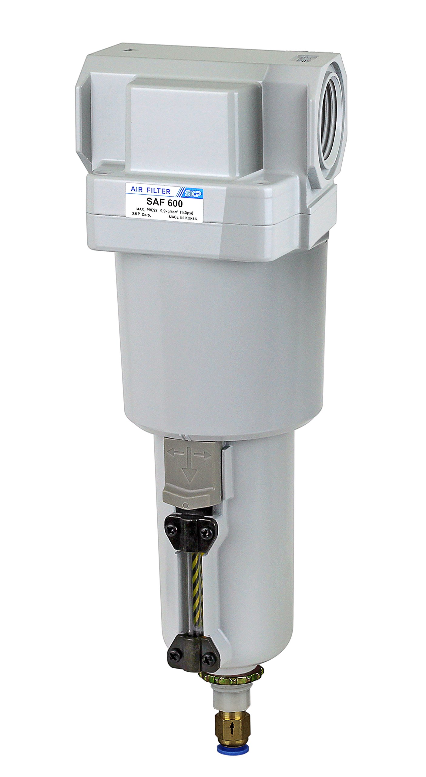 PneumaticPlus SAF600-N10BD-MEP Filtro antiparticolato ad aria compressa 1" NPT, 10 micron, ciotola in metallo con scarico automatico, staffa