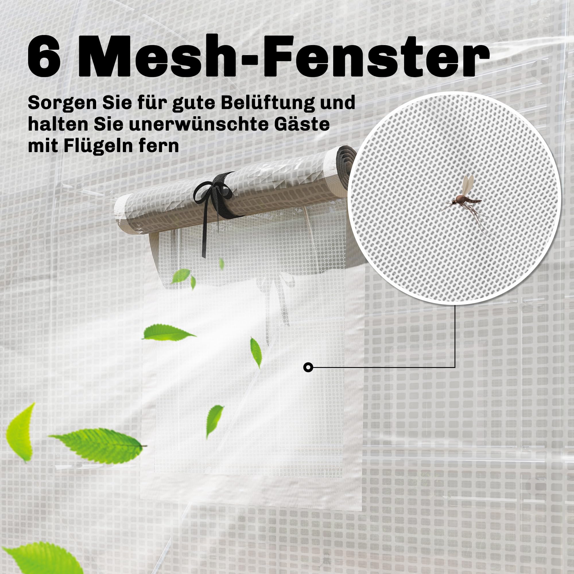 Outsunny Gewächshaus ca. 2,7 x 2 x 2 m Foliengewächshaus mit Regalen Rollbar Reißverschlusstür 6 Netzfenster Stützstangen, UV-beständig Folientunnel, Winterfest Tomatenhaus, Weiß
