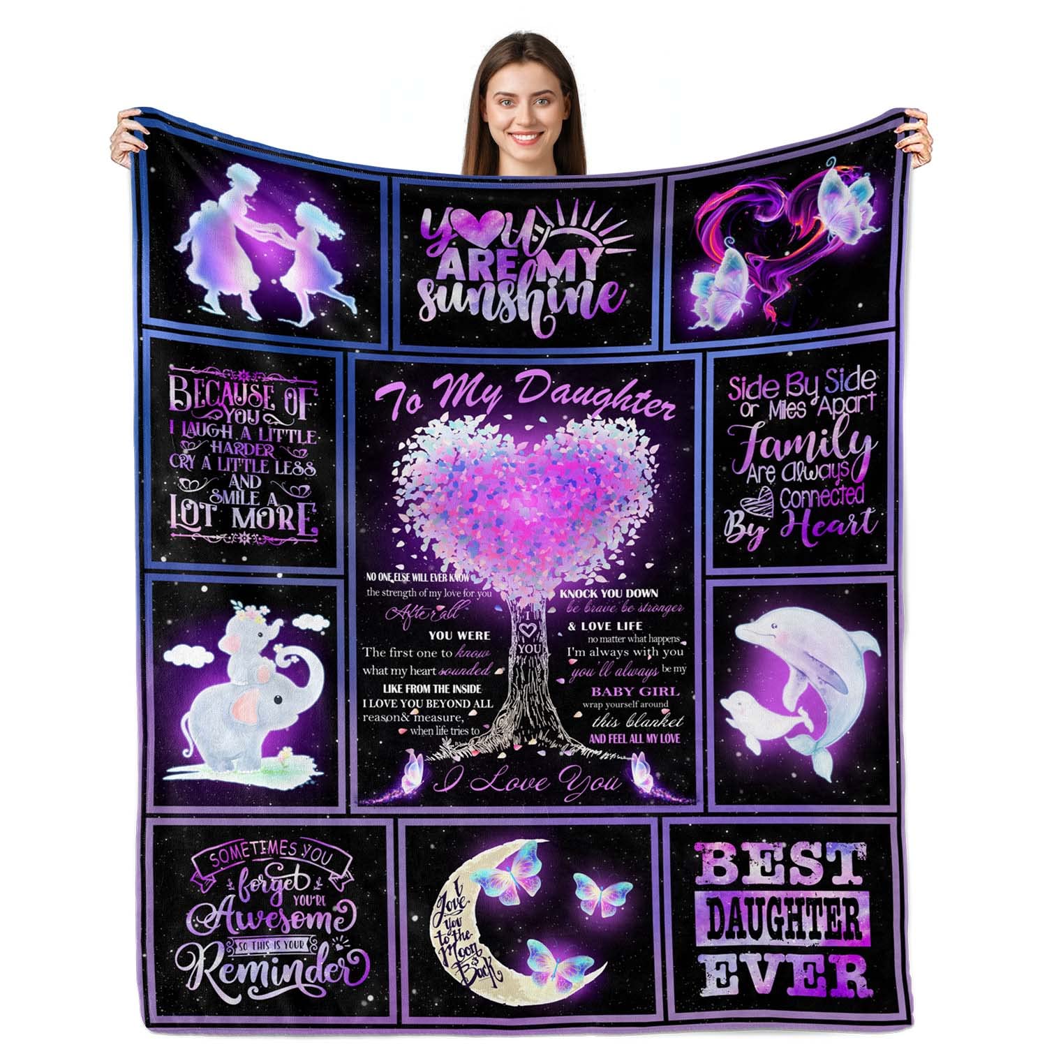 Yufobel to My Daughter Blanket - Birthday, Christmas, Graduation, Wedding Gift Ideas - Throw Blanket 60''x50''