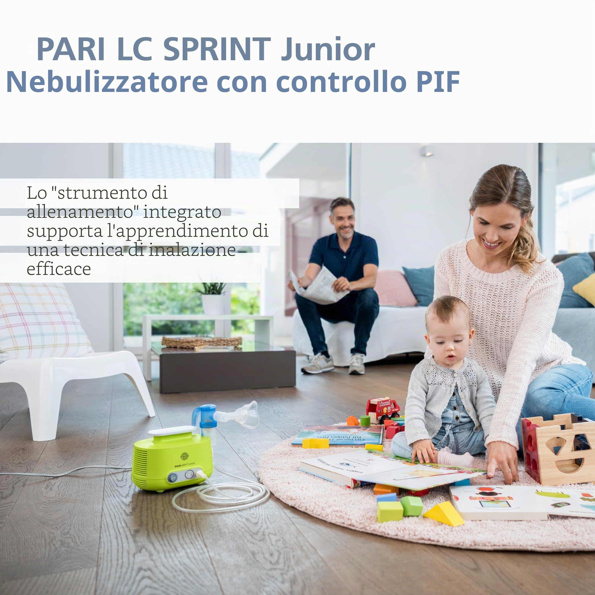 Pari 130G1300 Boy Junior, inalatore per il trattamento delle malattie respiratorie, per neonati e bambini a partire da 1 mese