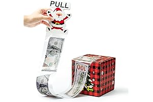 Christmas Santa Money Box for Cash Gift Pull, Funny Xmas Buffalo Plaid...