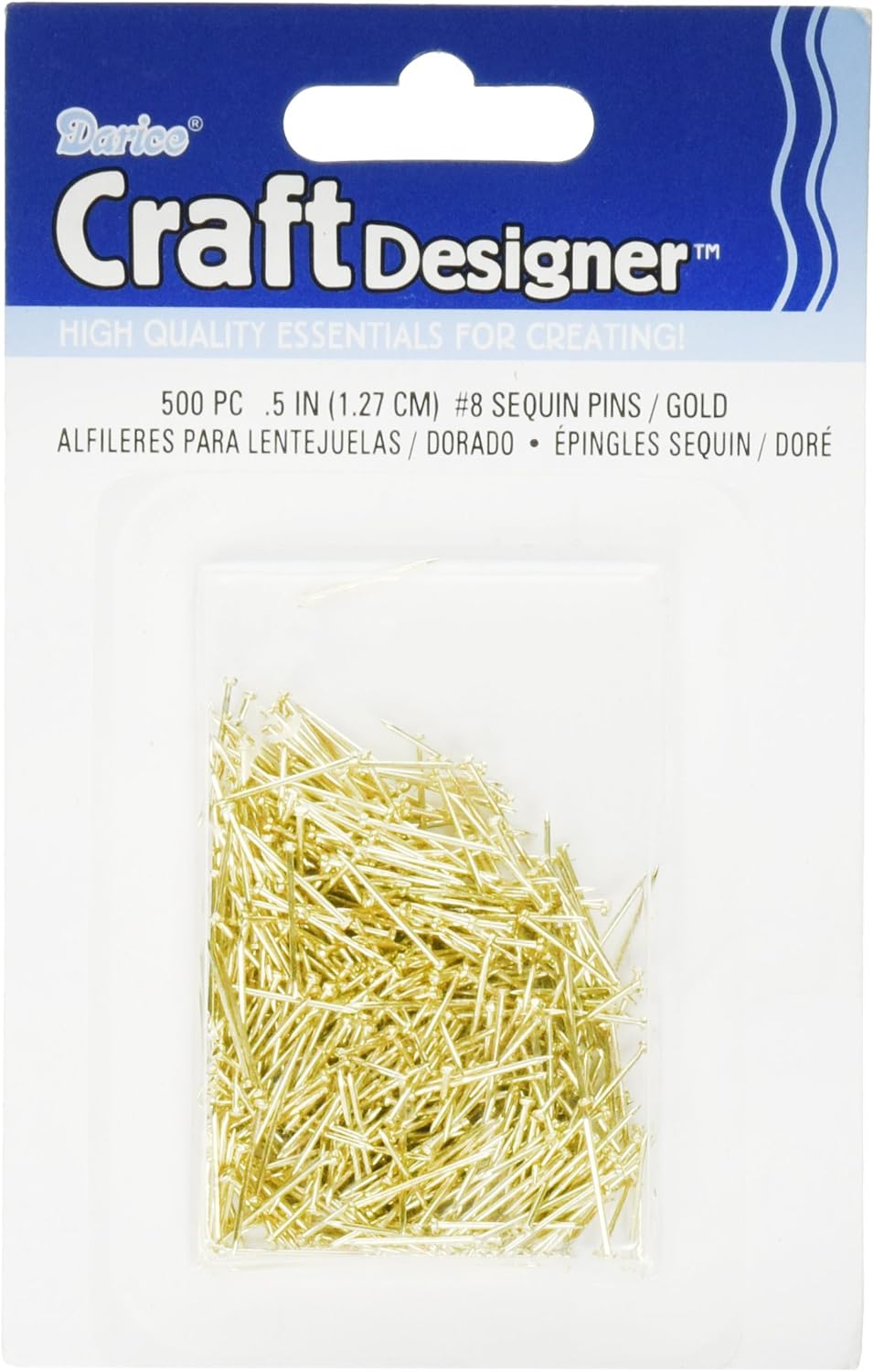 Darice Sequin Gold, 0.5 inches, 500 Pieces Pins