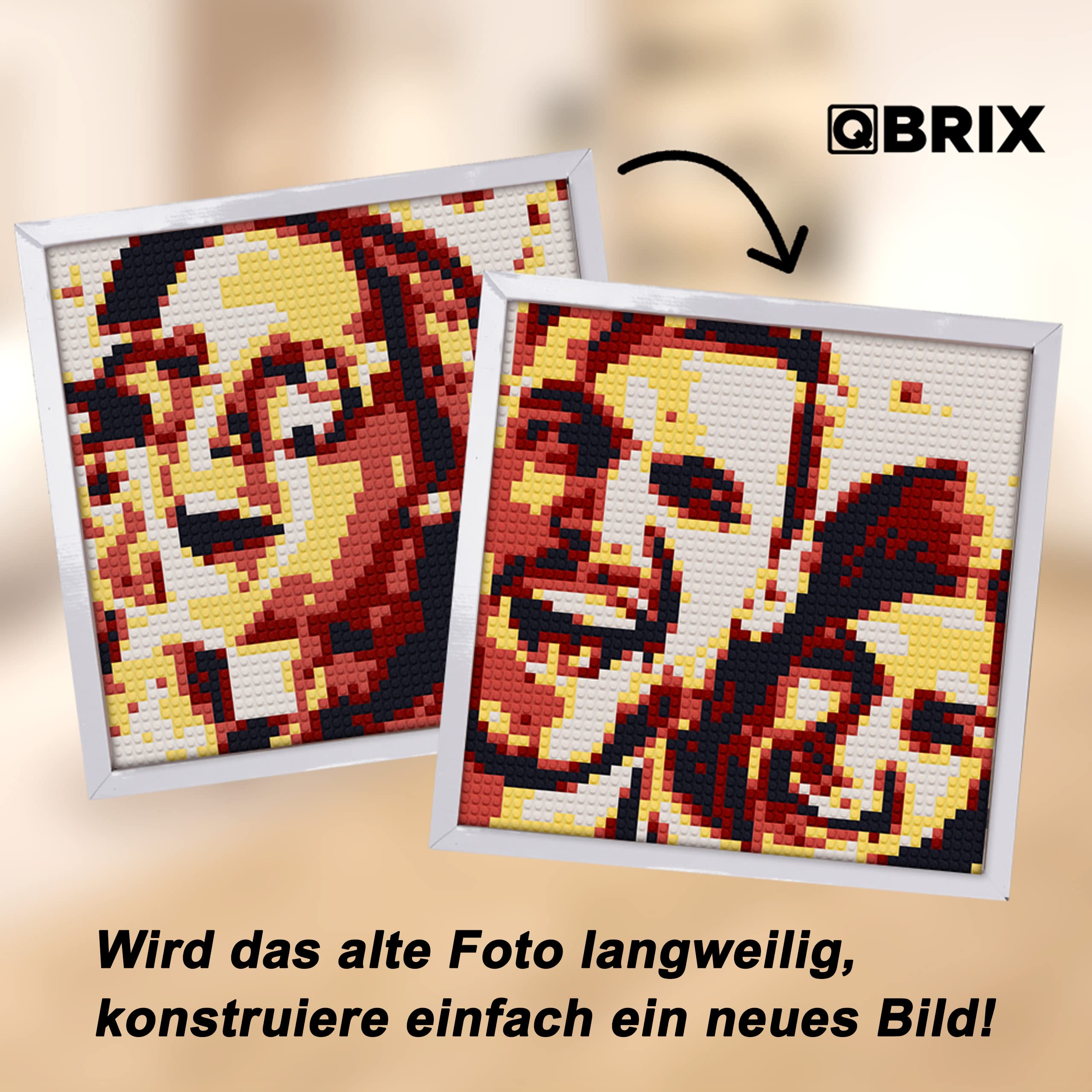 QBRIX Solar- Klemmbaustein Mosaik Foto Bausatz, personalisiertes Geschenk, Benutzerdefiniert, Bild Baukasten, Bauset, Pixel Art Kunst Steckbaustein Gemälde…