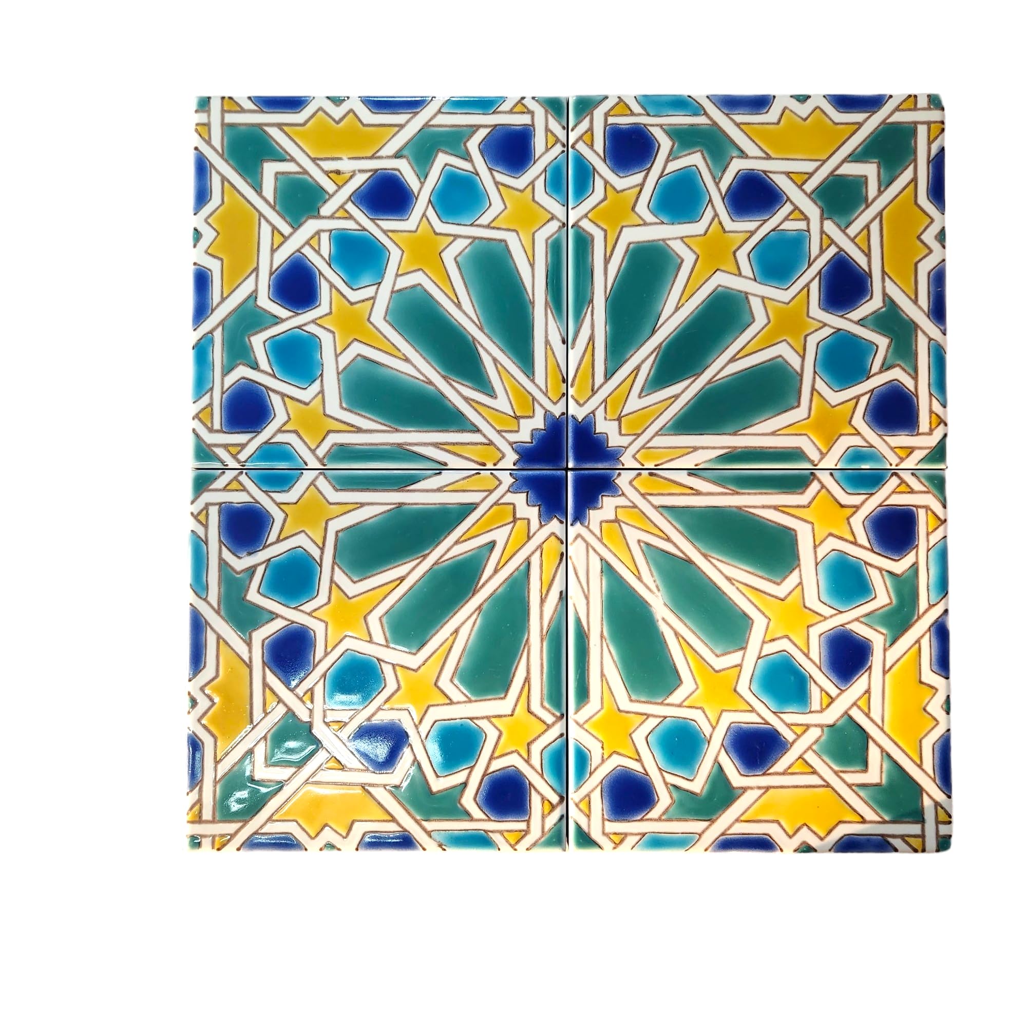 DYARI Decorative Ceramic Tiles – Hand Painted Indoor & Outdoor – Spanish Artisan Top Kitchen – Mediterranean Tiles 6"x6"/One Tile – Durable Colorful (