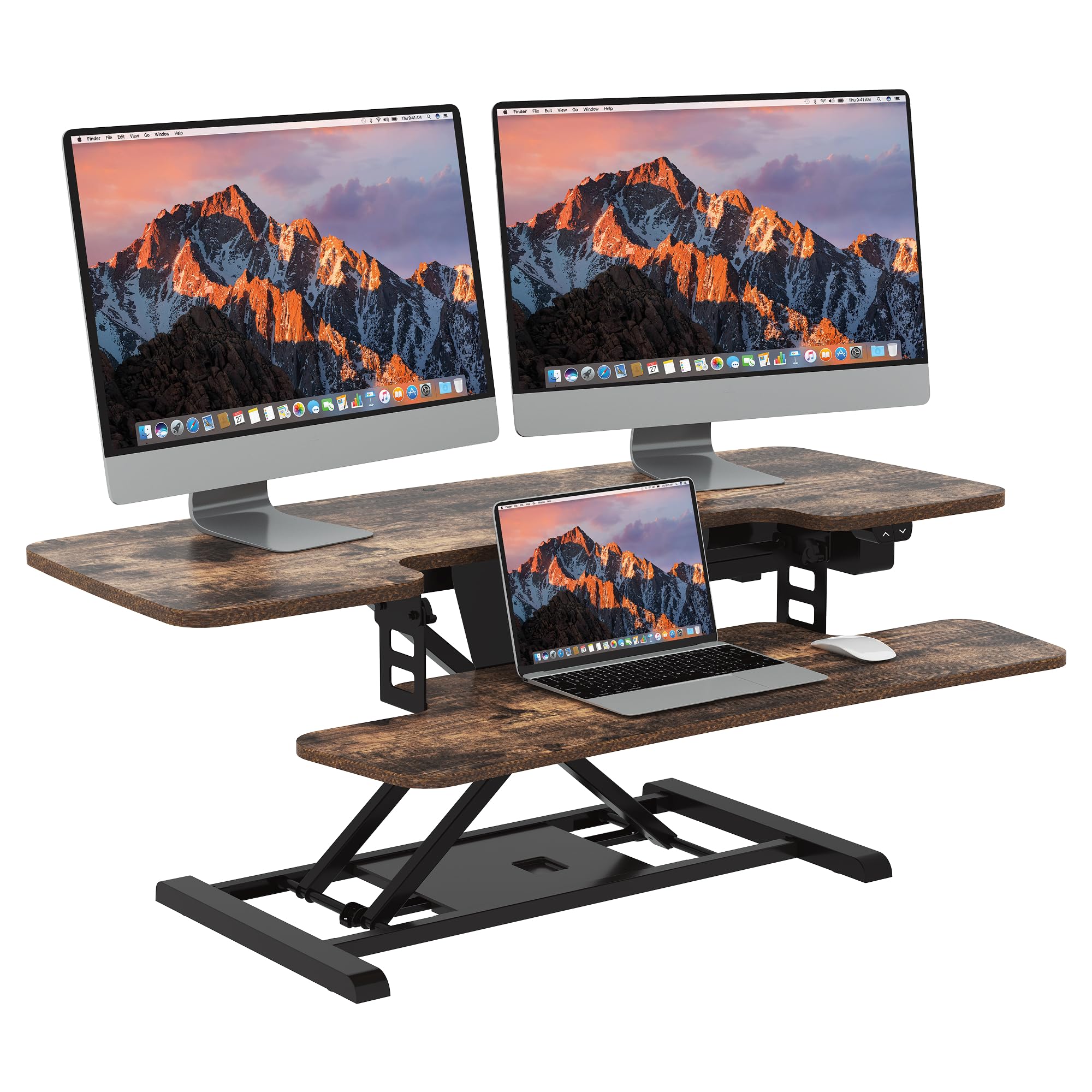 SANODESK Standing Desk Converter with Electric Motor 42" Height Adjustable Riser for Office Home,Dual Monitor and Laptop Workstation with Large