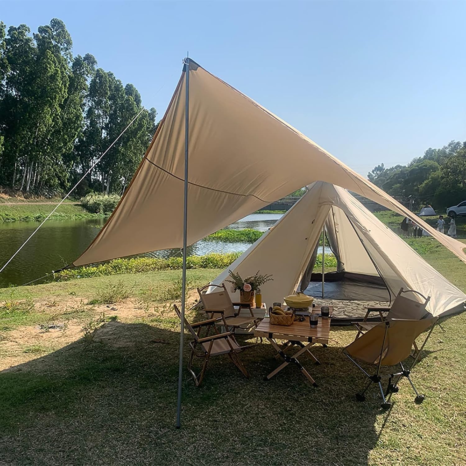 Hammock Rain Fly, 10x10ft / 12x10ft Camping tarp Waterproof, Portable Camping Tarps with Poles, Ultralight Survival Tent Tarp for Outdoors, Camping, Hiking, Picnic, Backpacking