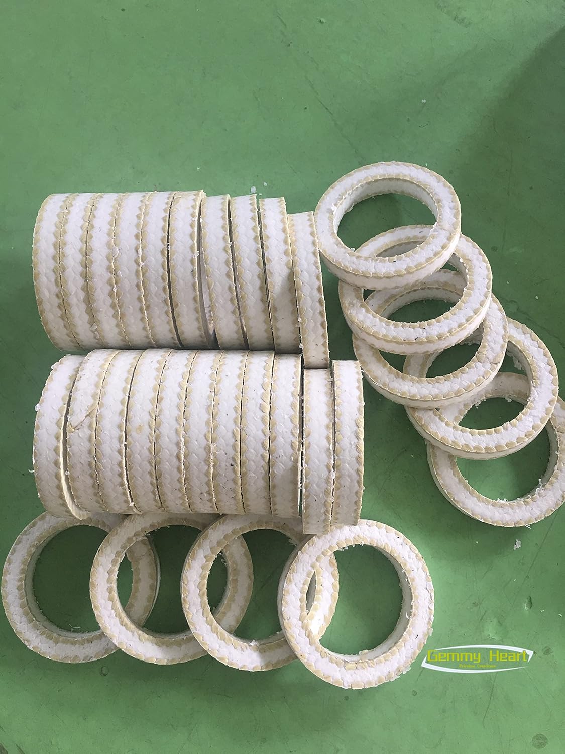 White PTFE Fiber Mixed Braided Gland Packing - 10Pcs Wear-Resistant Sealing Material for Industrial Applications(OD51*ID35*8mmT)