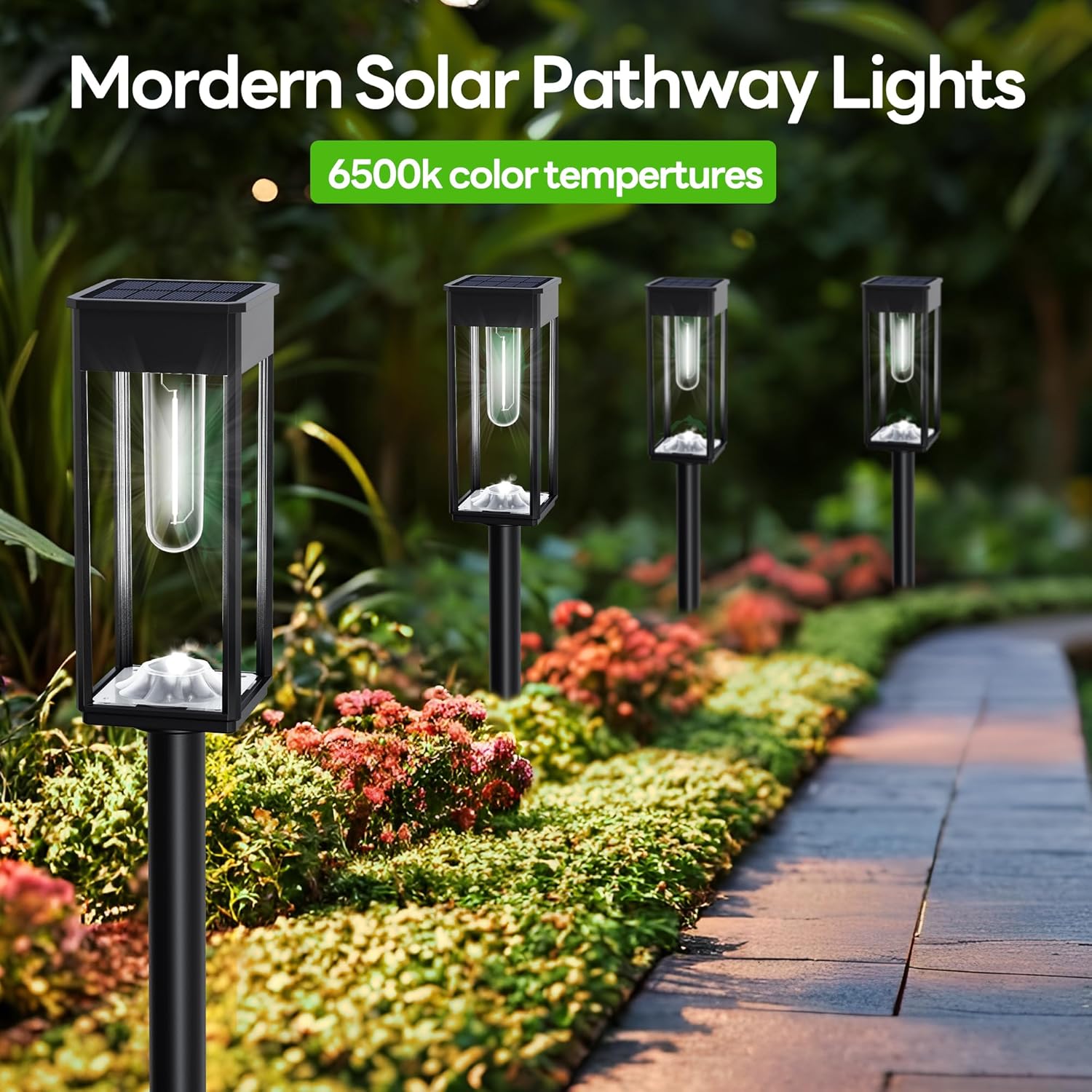 Solar Pathway Lights Outdoor IP65 Waterproof, 6 Pack 6500K LED Auto On/Off Walkway Landscape Light for Yard Lawn Garden Patio Driveway Outside Decor, Cool White - Image 8
