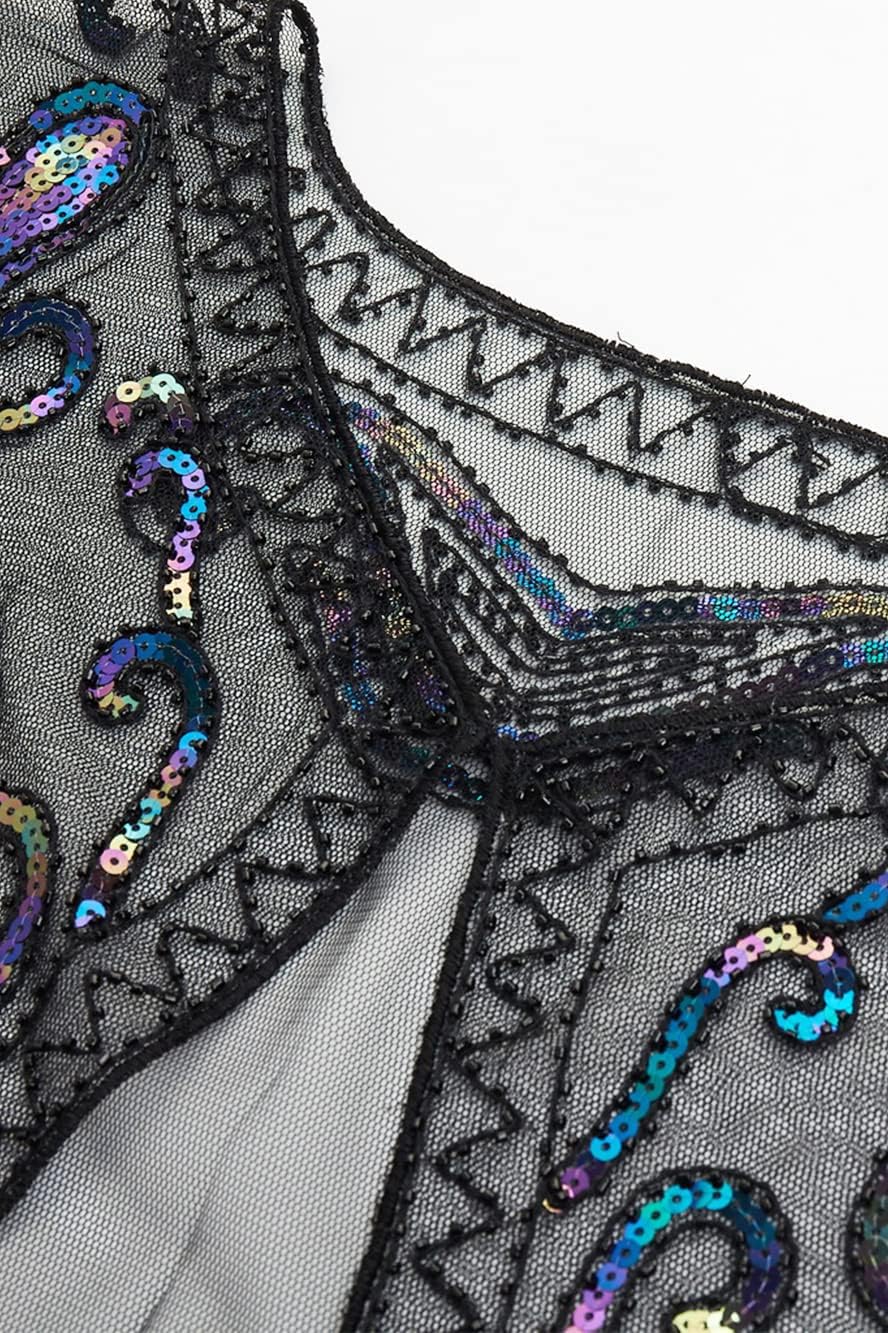 BABEYOND 1920s Shawl Wraps Sequin Beaded Evening Cape Bridal Shawl Bolero Flapper Cover Up - Image 5