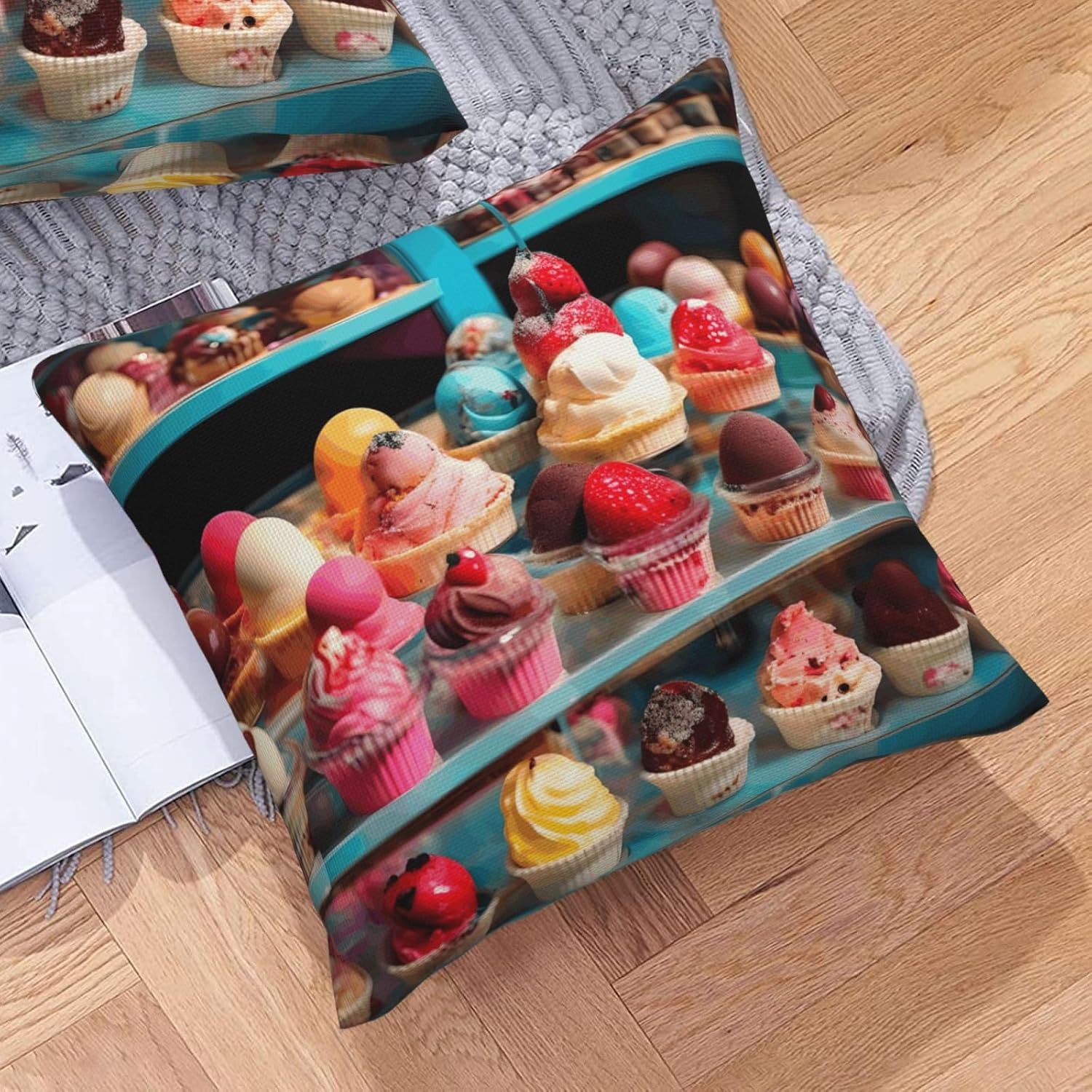 Ice Cream Imitation Linen Pillowcase -2 Sets, Fashionable Home Decoration, Used for Sofas, Gardens, beds