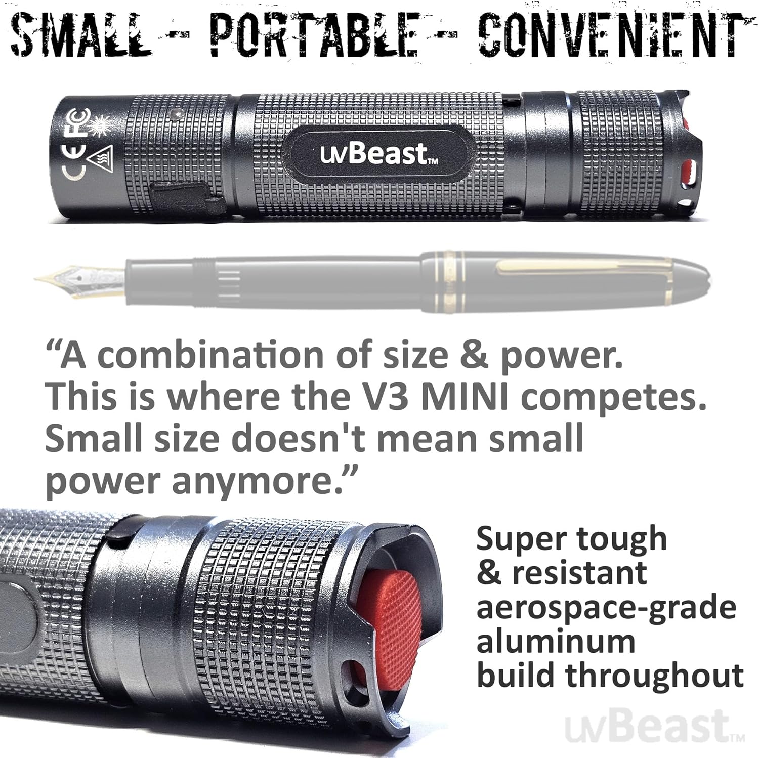 uvBeast New V3 MINI 385-395nm - Black Light UV Flashlight – Low Contamination Ultraviolet - Professional Grade High Power 5 Core UV LED – USA Stock - Image 6