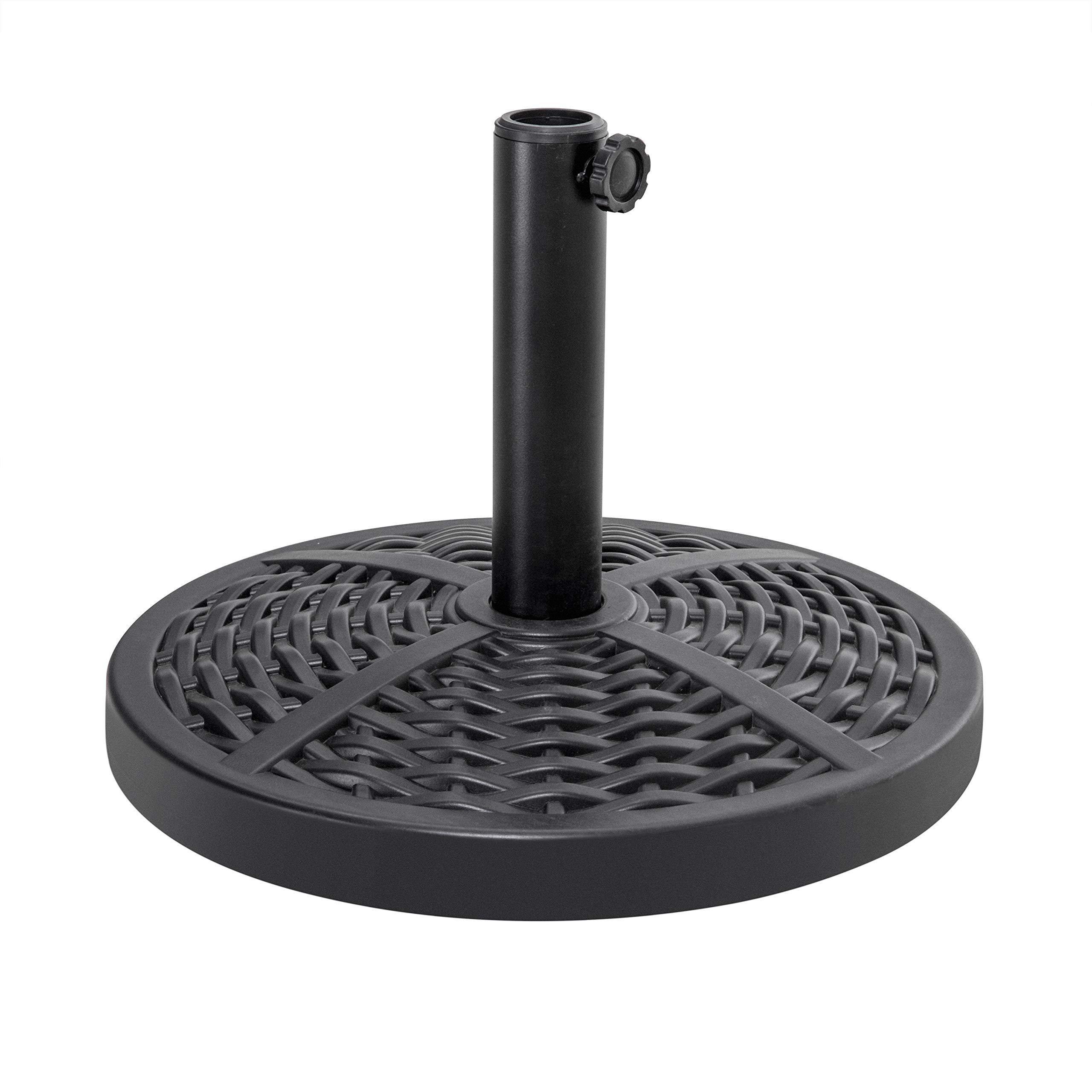 NUU GARDEN Round Patio Umbrella Base, Weighted Umbrella Base with Hand-turn Knob, for Garden, Backyard, Poolside