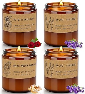 Candles Gifts for Women, 4 Pack 28 Oz Candles for Home Scented, Large Soy Aromatherapy Candles Set, Lavender Fresh Rose Long Lasting Scented Candle Set for Women Men Birthday Thanksgiving Christmas