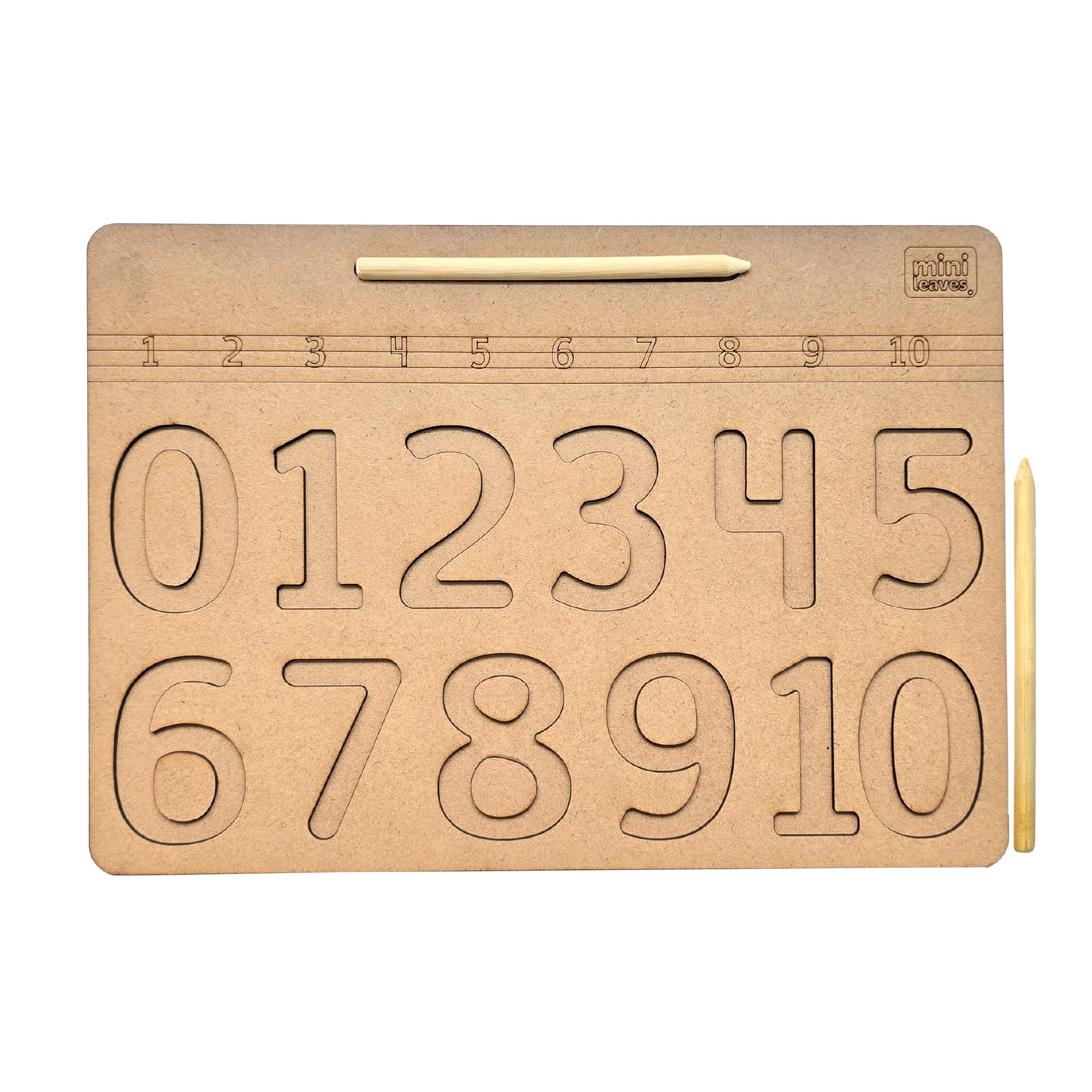 Mini Leaves Wooden Tracing Board with Stencils for Kids - Educational Writing Board for Kids 2+ Years, Includes Numbers 0-10, 2 Wooden Pencils, Safe, Durable, Prewriting Tools for Beginners-image-35