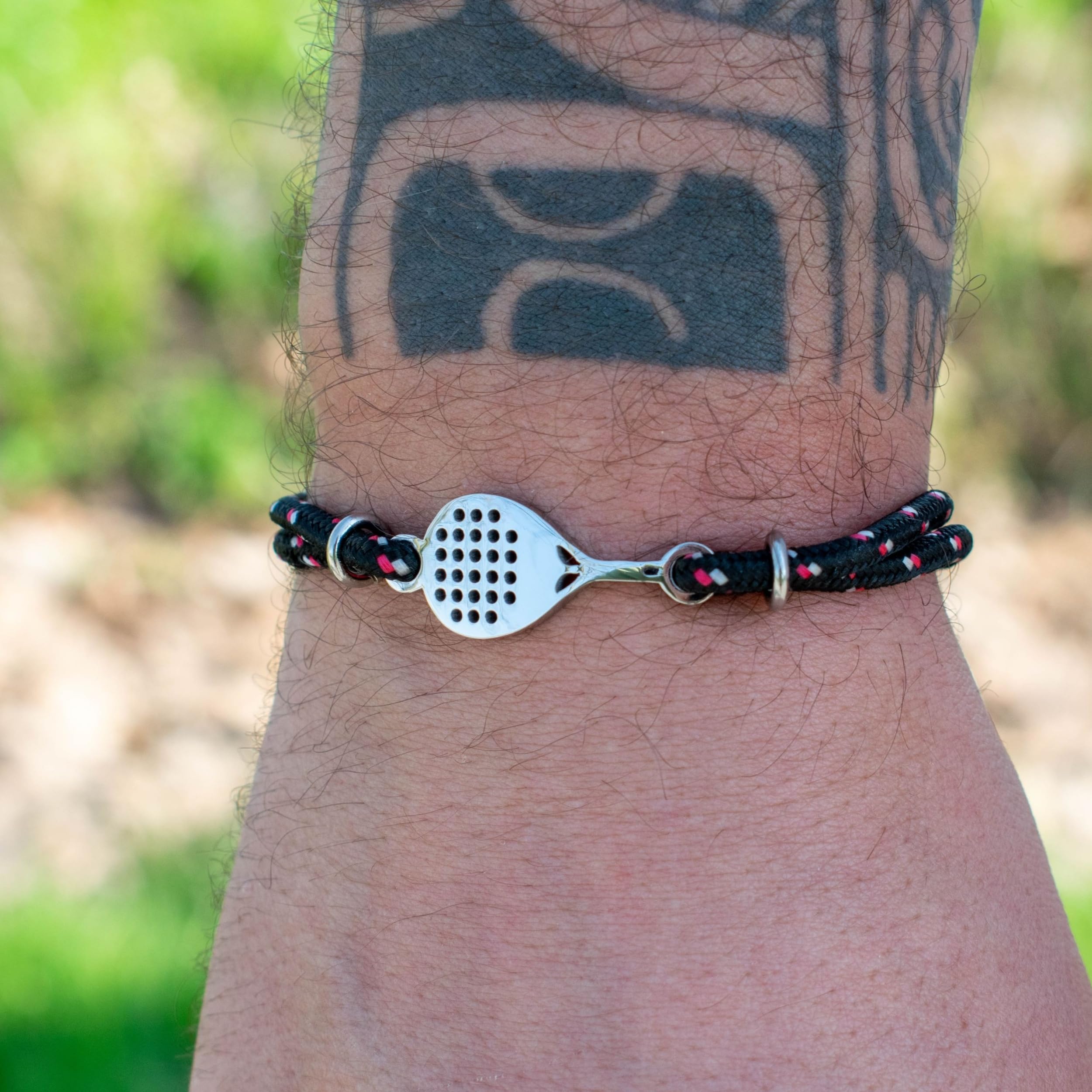 Ernestine - Bracelet Padel réglable acier inoxydable cordon - bijoux raquette sport homme femme - idée cadeau original joueur accessoire poignet bijoux silvergrip - Bracelet Padel homme et femme