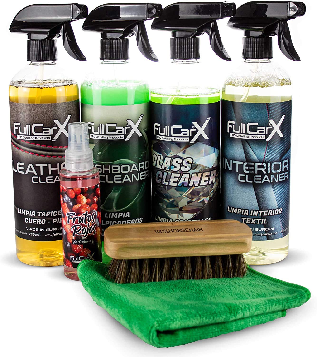 AutoFullCar - Kit pulizia interna auto FullCarX + accessori - Detailing Kit interni auto + deodorante