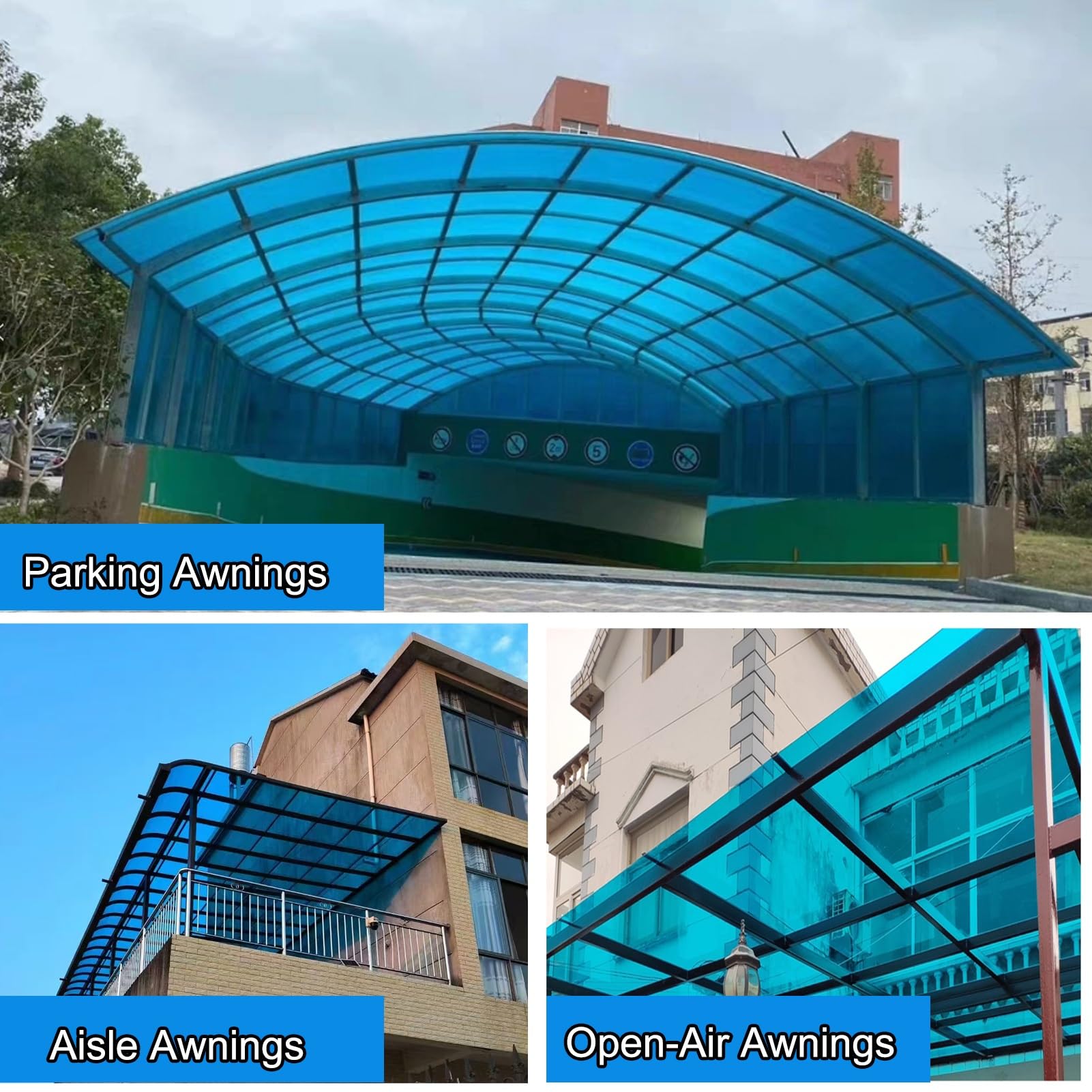 Panel de techo de policarbonato C para exteriores, fácil de cortar, toldo de 1,6 mm de grosor para invernaderos de jardín, 1,22 m x 2 m