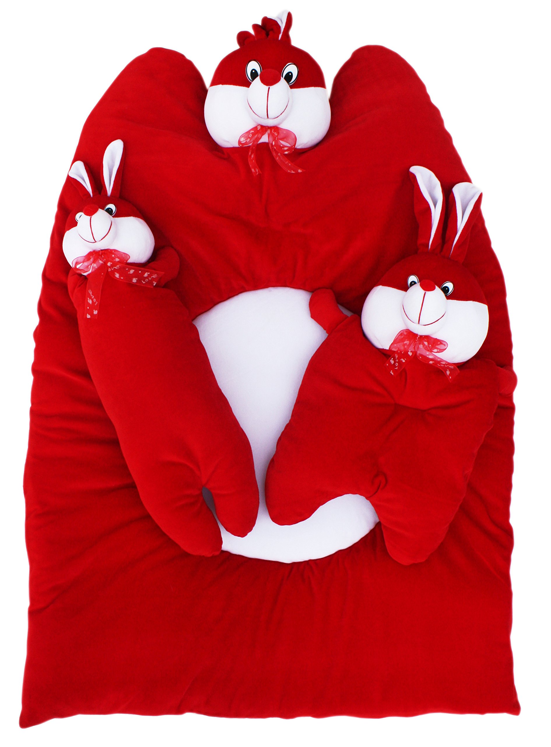 Amardeep Red Bunny Mattress with Bolsters and Pillow 105 * 65 * 7 cms 0-1yr