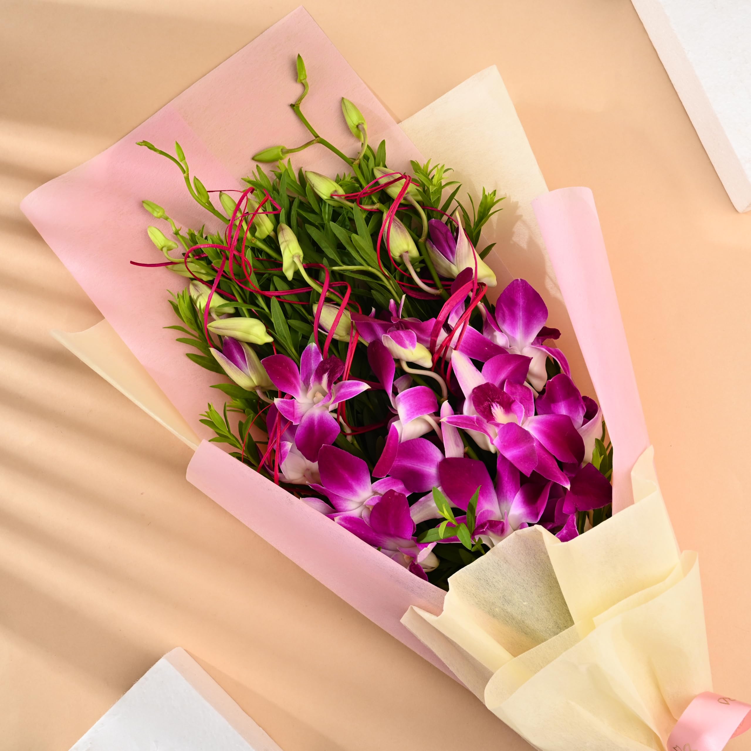 FlowerAura Fresh Live Flower Bouquet of 3 Purple Flowers For Birthday Gift, Anniversary Gift, Wedding Gift, Valentine's Day Gift & Gift For Special Occasion (Same Day Delivery)-image-7