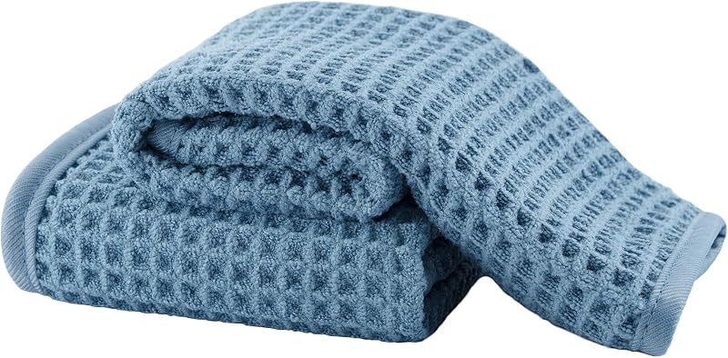 Toalhas faciais de microfibra MICROFI com trama waffle, azuis, 430 g/m², 33,02 x 33,02 cm, pacote com 2