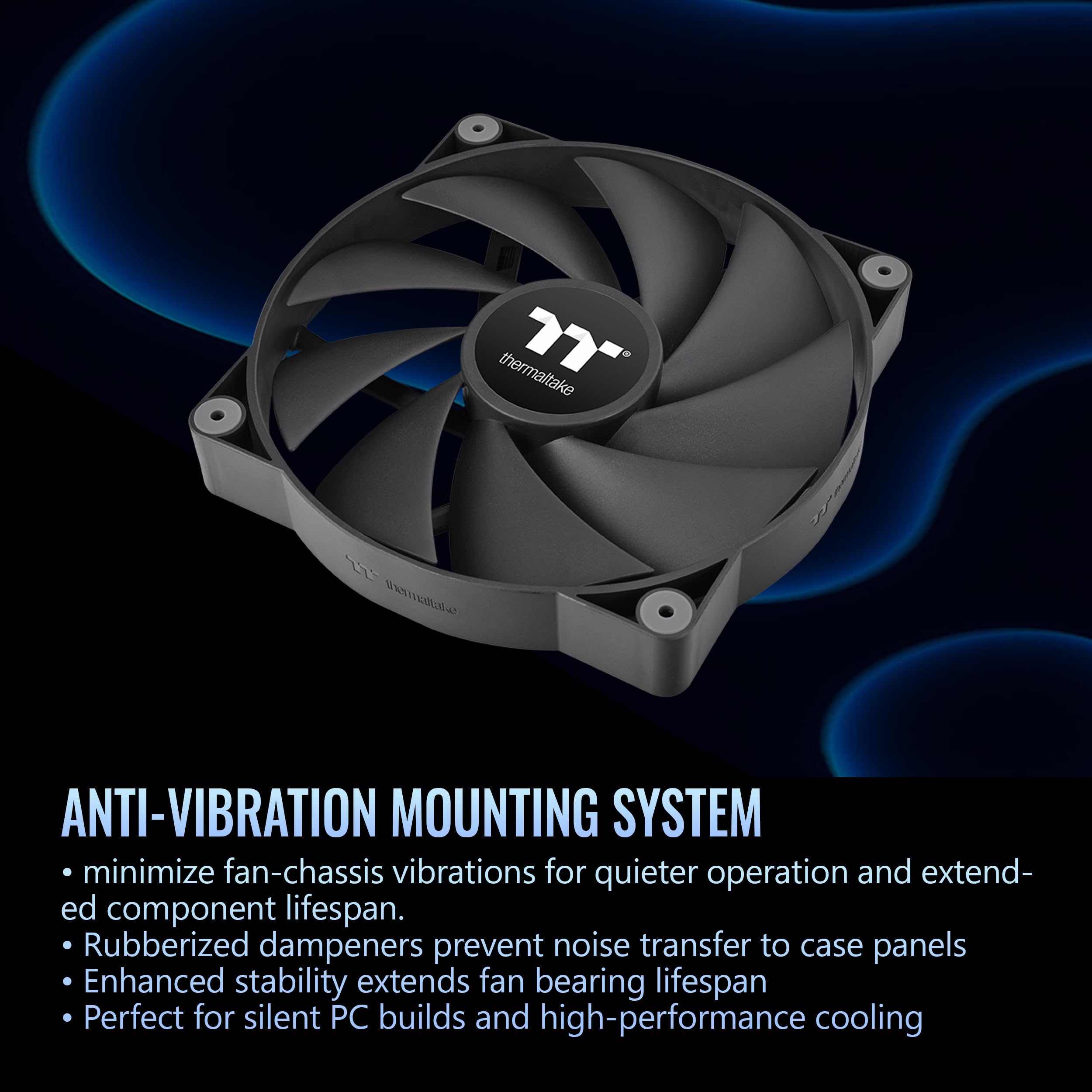 Thermaltake CT200 PWM Ventilateur Single Pack, PWM contrôlé 500~900 tr/min, débit d'air 131,6 CFM, roulement hydraulique, ventilateur de boîtier, 200 mm x 200 mm x 30 mm, noir, CL-F177-PL20BL-A