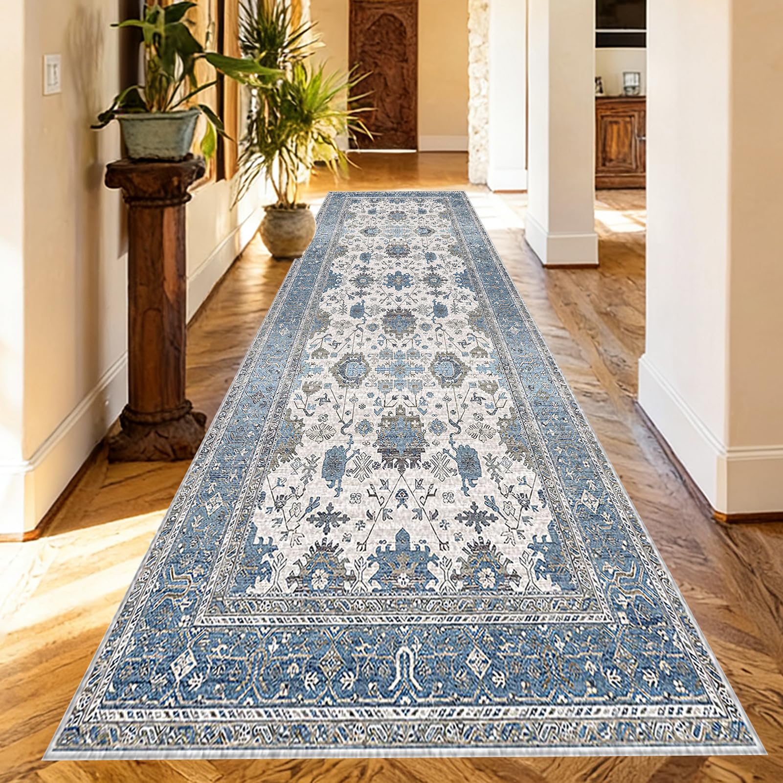 Washable Runner Rugs for Hallway Kitchen Carpet Runners Non Slip Hall Runner Rugs Long Hallway Rug Carpet Floor Mat for Hallway Entryway Laundry Room Living Room Area Rug Narrow Rugs 80 x 450 cm