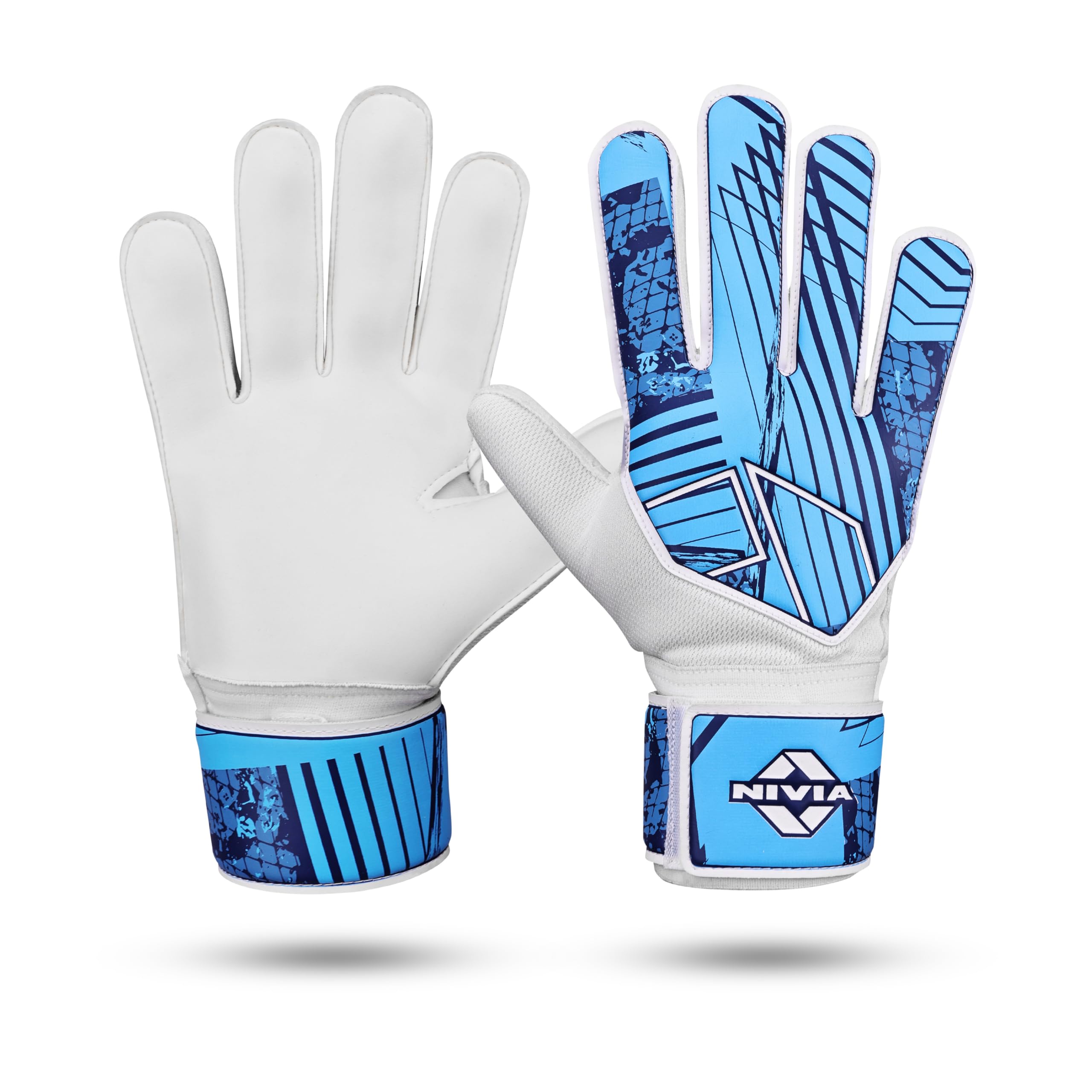 Nivia Encounter Goalkeeper Gloves for Men, 2.5 Mm Soft Air-fit Latex Palm Grip, Positive Cut with Embossed Backhand Support, Training and Match Goalkeeper Gloves (Blue/White, M)-image-39