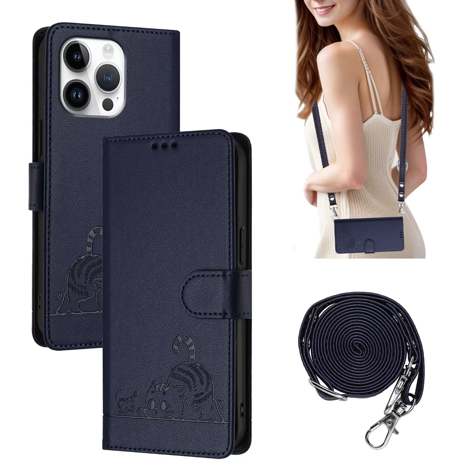 Cover Portafoglio Per Xiaomi Redmi Note 13 5G – Custodia A Libro Con Gatto Blu – Slot Per Carte E Supporto