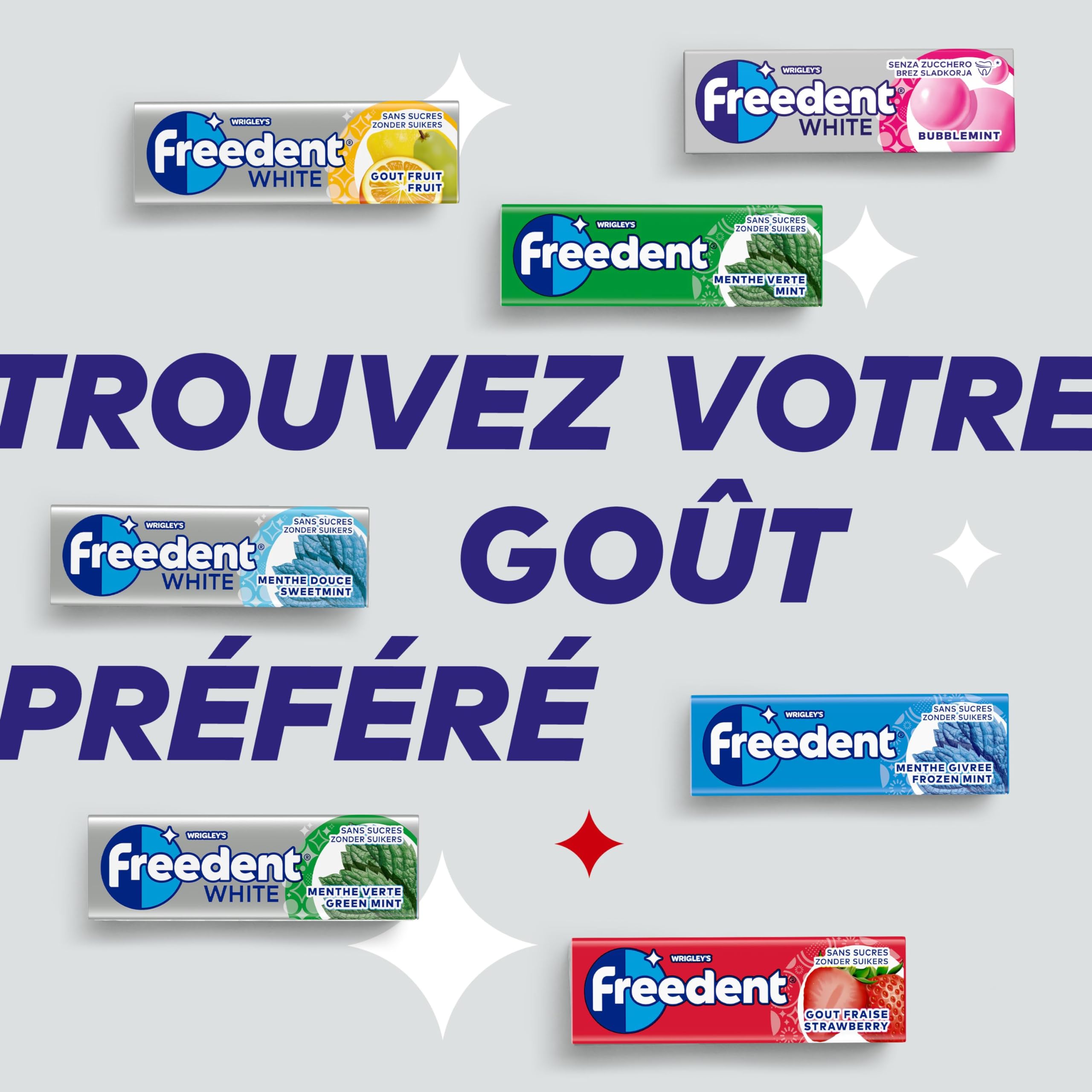 FREEDENT WHITE Chewing-Gum Menthe Forte Sans Sucres 60 dragées 84g