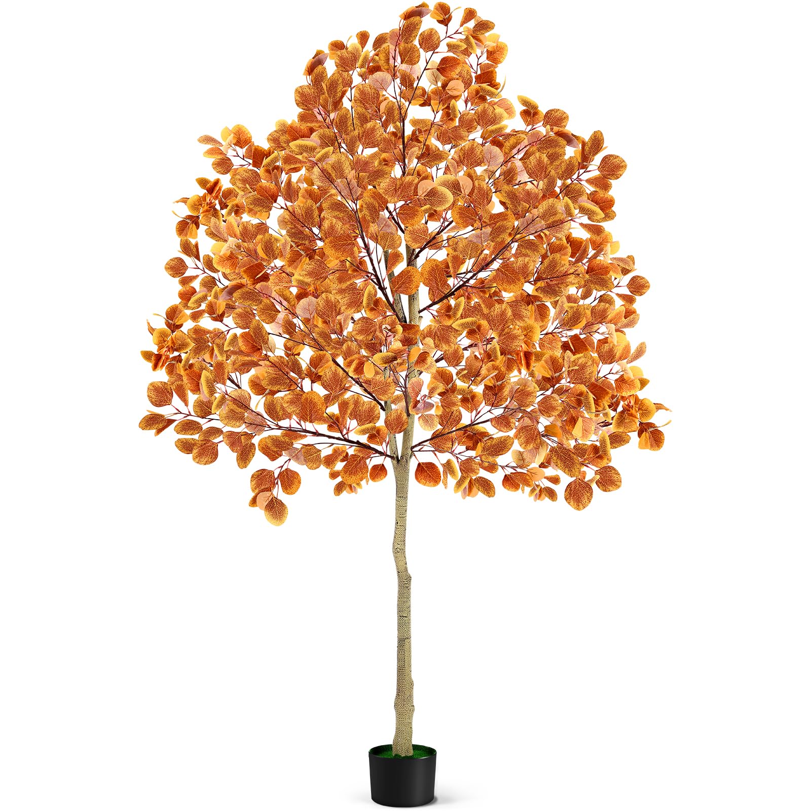 Artificial Autumn Tree 6FT, Halloween Tree Decoration, Fall Tree Outdoor & Indoor, Faux Autumn Harvest Tree for Home Decor Front Porch Entrance Halloween Christmas Thanksgiving, Orange