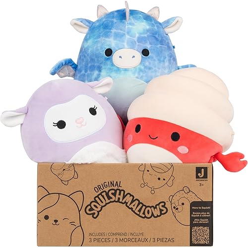 Squishmallows Original Mystery 3-Pack (8-Inch) – Official Jazwares Plush (Medium-Sized)