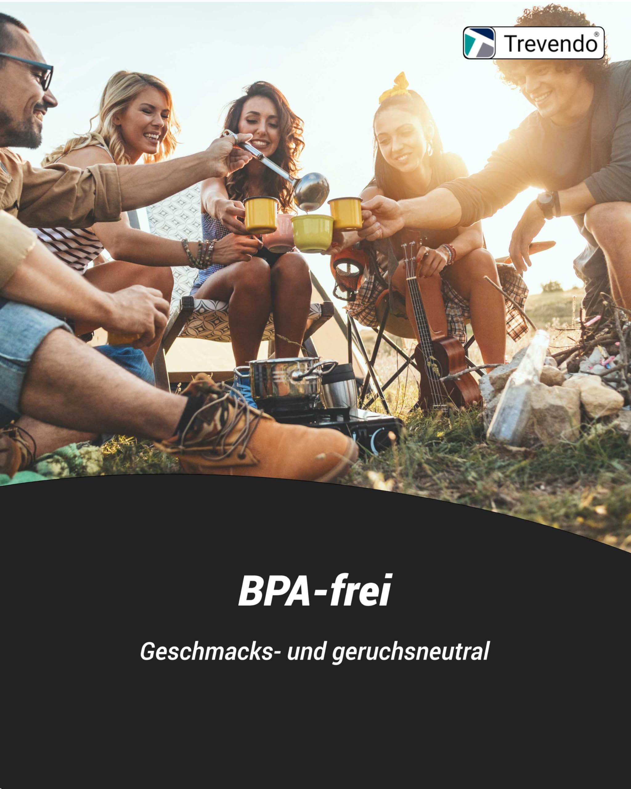 Trevendo 4er-Set Wasserkanister - Leerkanister - Kunststoffkanister - lebensmittelecht & BPA-frei - inkl. Auslaufhahn & Schraubverschluss & Beschriftungsetiketten