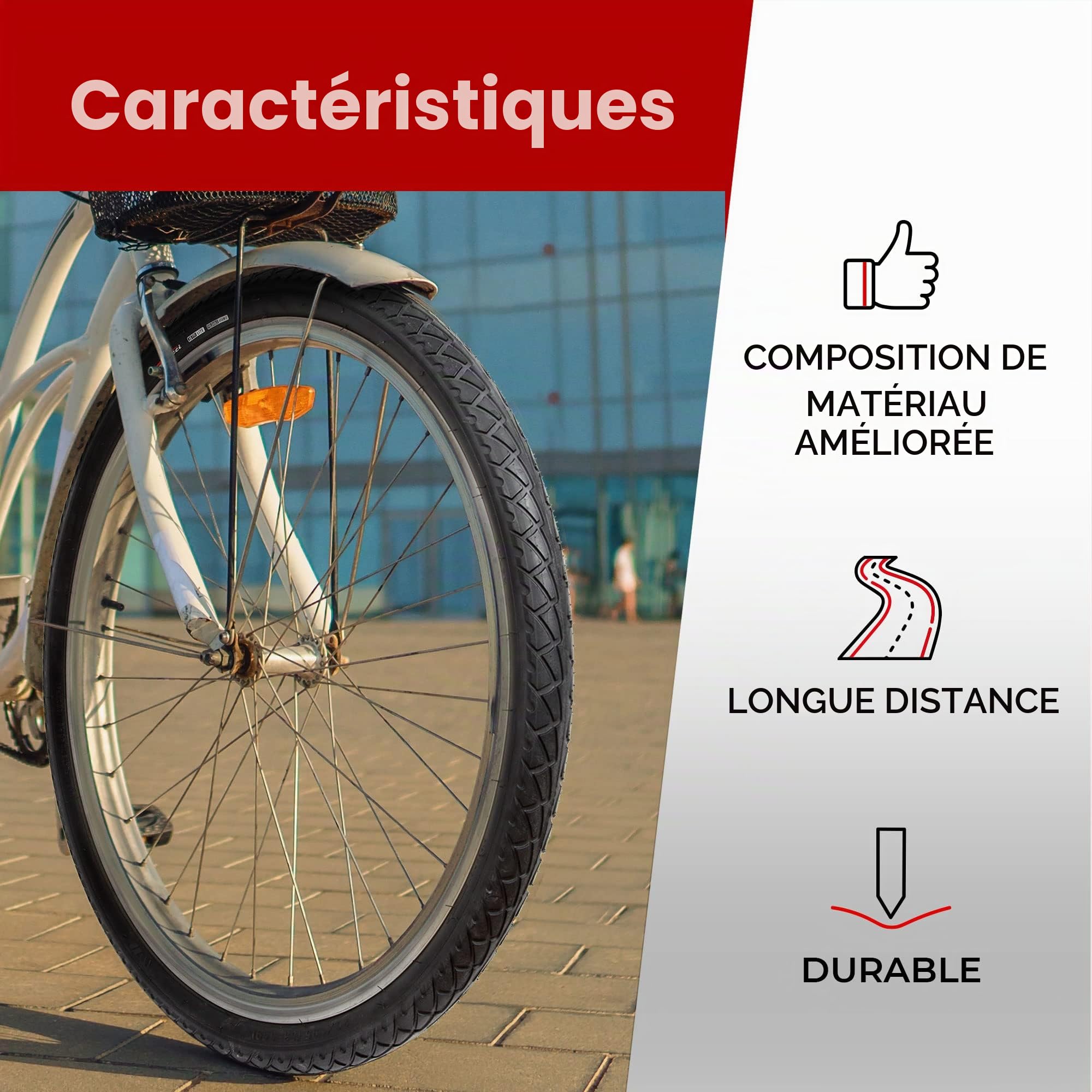 Fincci 26 x 2,10 Pouces 54-559 Pneu Lisses pour Route VTT Montagne Hybrid Vélo Bicyclette
