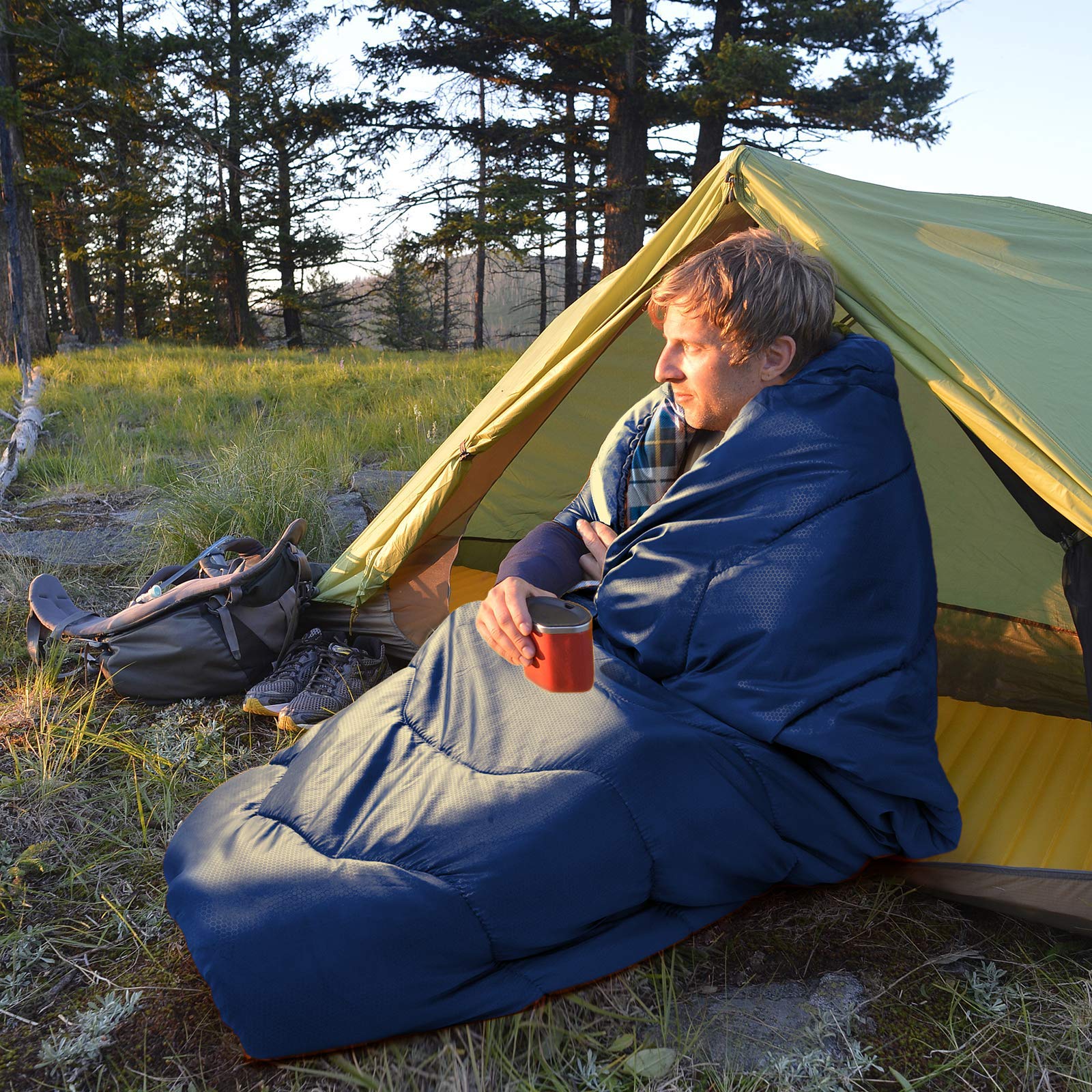 Forceatt Schlafsack 3~4 Jahreszeiten, -5°C Flanell und 20°C Polyester Schlafsack für Erwachsene, wasserdichte Schlafsack Winter Warm Perfekt für Camping, Indoor, Outdoor und Kaltes Wetter.
