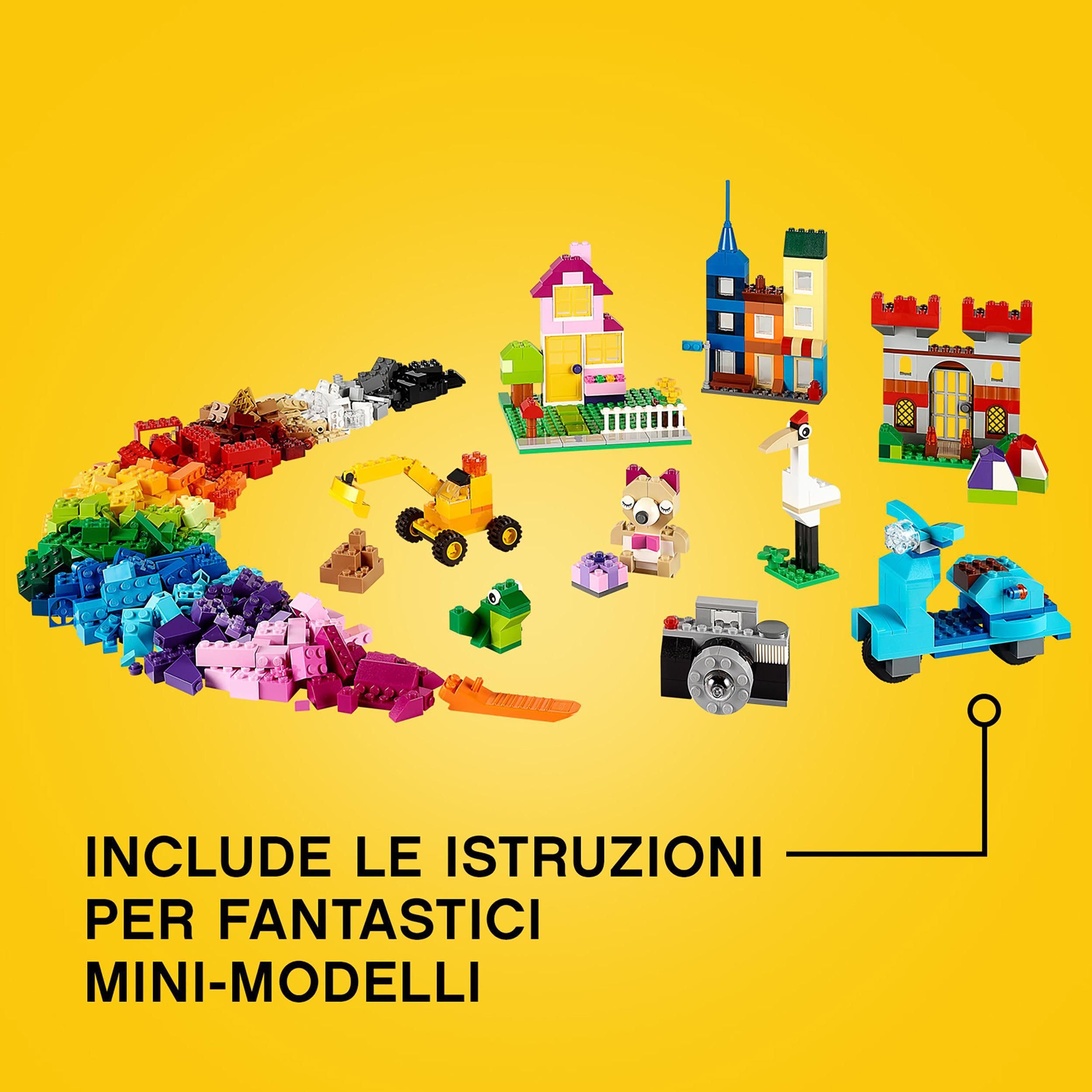 LEGO 10698 Classic Scatola Mattoncini Creativi Grande, Set per Costruire Macchina Fotografica, Vespa e Ruspa Giocattolo, Giochi per Bambini e Bambine da 4 Anni, Contenitore Idee Creative, Idea Regalo