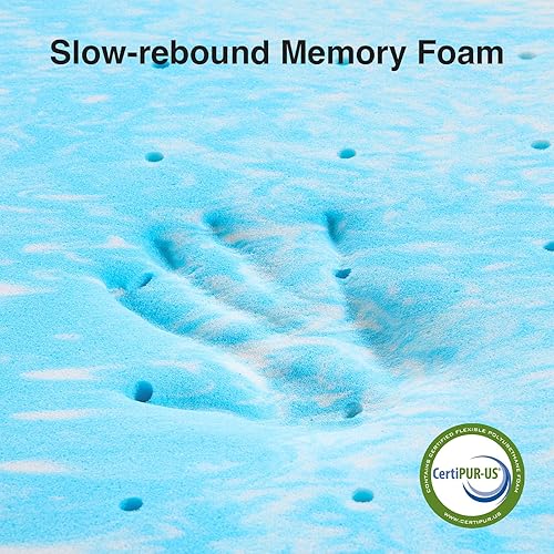 Miniatura 3 de Novilla Cubrecolchón de espuma viscoelástica King  Espuma viscoelástica con infusión de gel refrescante de 2 pulgadas  Alivio de presión de rebote