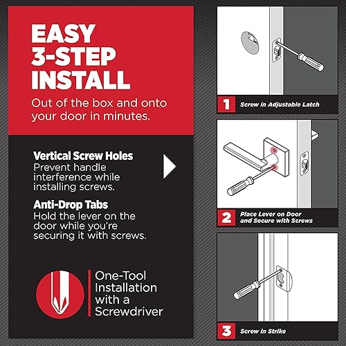 Vista 62 de Kwikset Halifax - Manija interior de paso, palanca para puertas de clóset y pasillo, manija reversible sin seguro, en acabado negro mate, con Mate