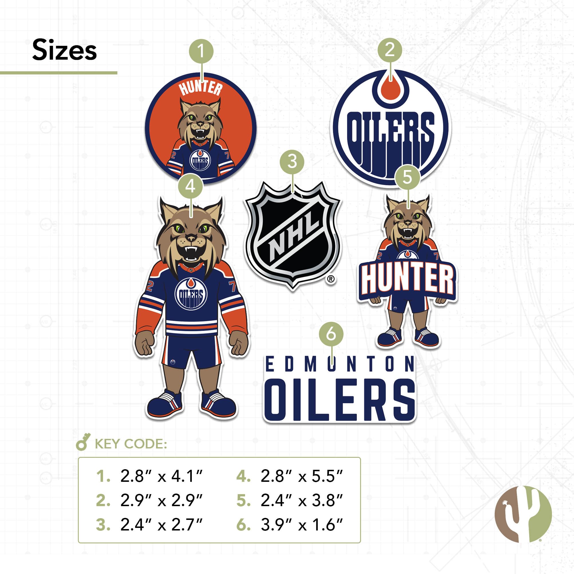 Desert Cactus Adesivo in vinile della squadra NHL di Edmonton Oilers NHL National Hockey League, per computer portatile, bottiglia d'acqua, album di ritagli (T2, mascotte)