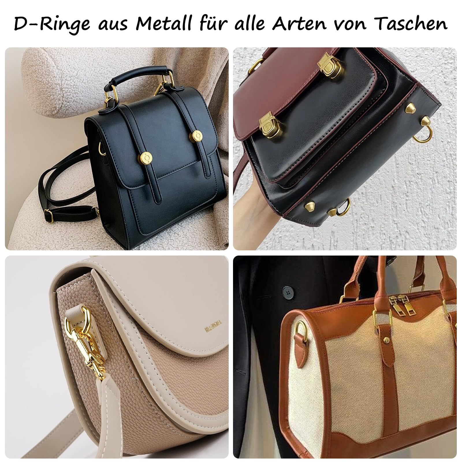 HIQU and HIST 30 Stück Karabiner D-Ringe aus Metall, 25 mm Halbringe D Ringe Schnalle aus vernickeltem Stahl, Mehrzweck-D-Ring Klein für Taschen Gürtelschnallen Rucksack