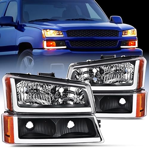 Nilight Conjunto de faros delanteros Led DRL para Chevy Silverado Avalanche 2003 2004 2005 2006 Chevy Silverado Avalanche 1500 2500 35002007