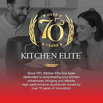Kitchen Elite 5.5 Qt. Digital Air Fryer, Countertop Cooker with LED Screen, Presets for Air Fry, Roast, Dehydrate, Defrost and Reheat, Black