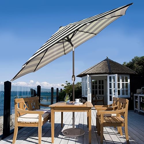 Miniatura 64 de Blissun - Sombrilla para patio y jardín de 9 pies, sombrilla para mercado al aire libre Negro