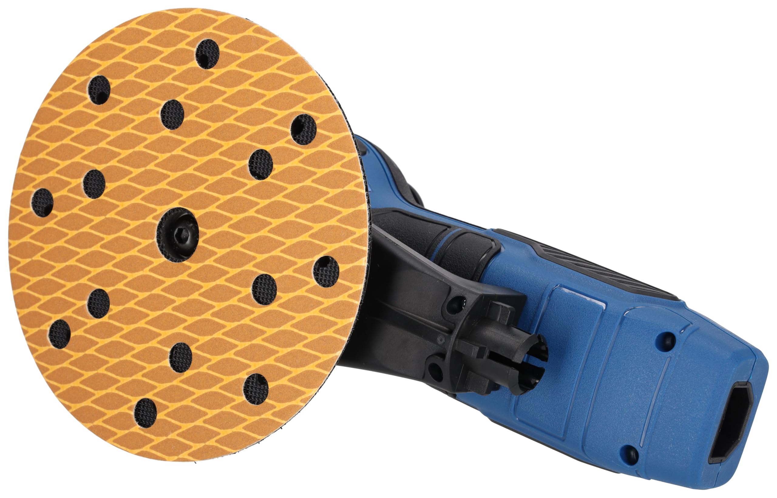 DEDRA Exzenterschleifer mit austauschbaren Auflagen ⌀125 - ⌀150mm, hohe Leistung 350W, 4000-10.000 U/min, langes 4m kabel, gewicht nur 1,4, mit Schleifpapier-Set, 230V~50Hz, Staubsammelanlage