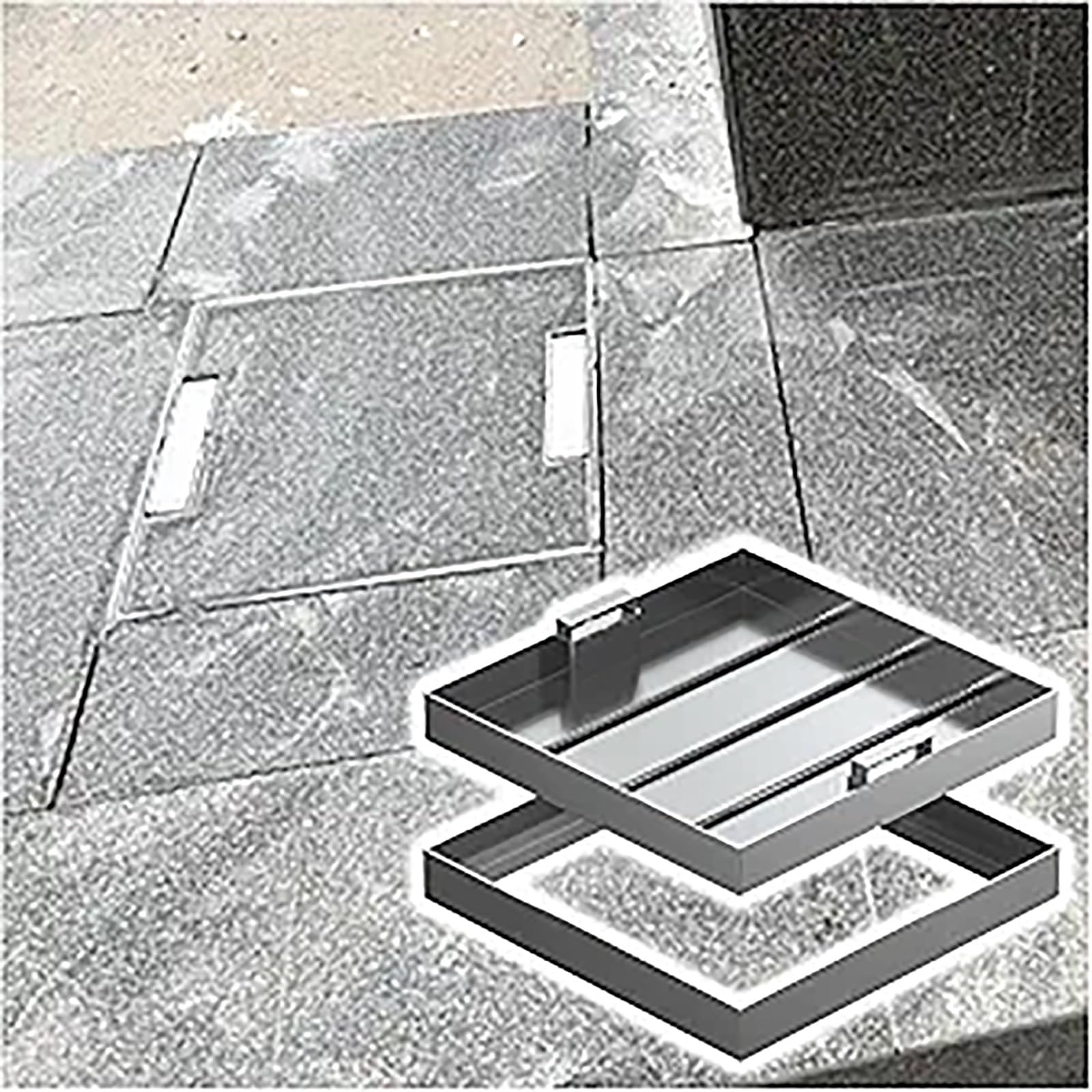 Coperchio di ispezione in Metallo Resistente, Coperchio per pozzetto Incassato con Base, Coperchio Quadrato per fognatura per Interni ed Esterni, Ideale per scuole, Hotel e fabbriche.