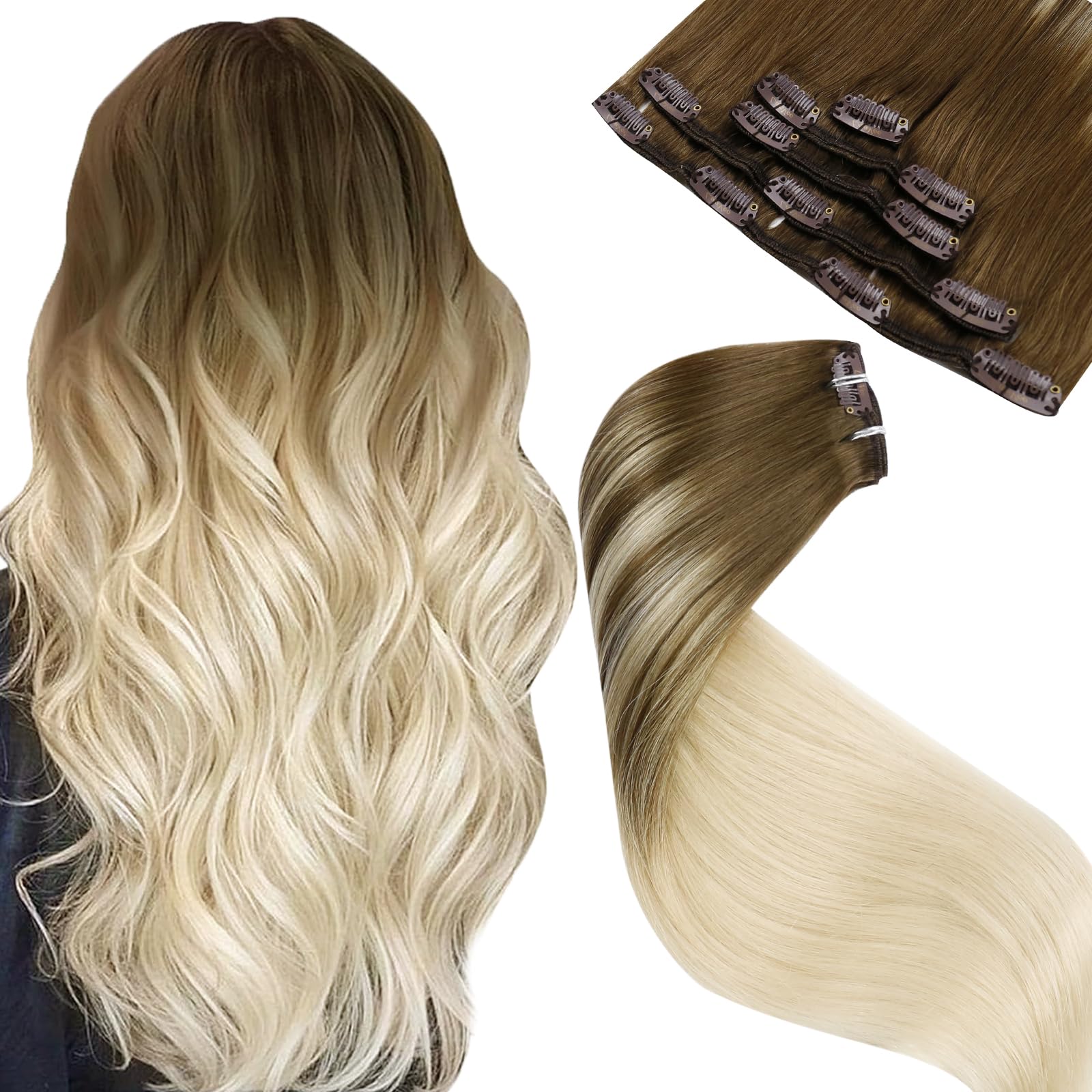 LaaVoo Extensions Echthaar Echt Haar Extension Clip Haarverlängerung Echthaar